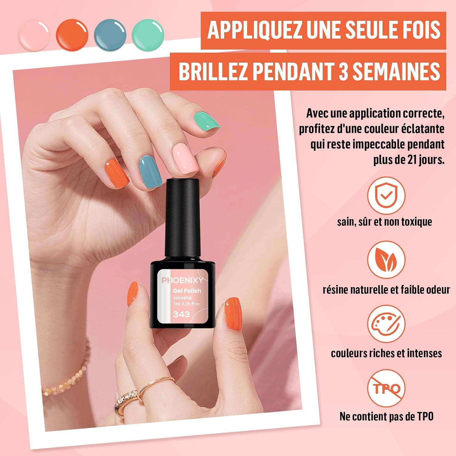 Phoenixy Kit Vernis Semi Permanent 25 Couleurs avec Lampe UV Base et Top Coat Kit Ongle Gel UV Complet Rouge Rose Vernis Semi Permanent Cadeaux pour Femmes