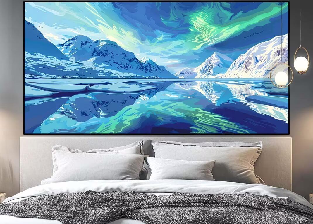 Diamond Painting Groß xxl 150x60 cm Polarlicht Diamant Painting Bilder Erwachsene Malen nach Zahlen Landschaft DIY Voll Square diamond painting zubehör Set für Wohnzimmer und Schlafzimmer Wanddeko C20