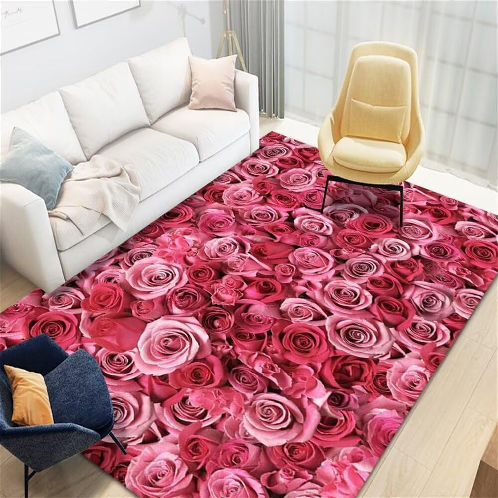 Tapis table basse rouge 60x90cm doux pour chambre et grand tapis