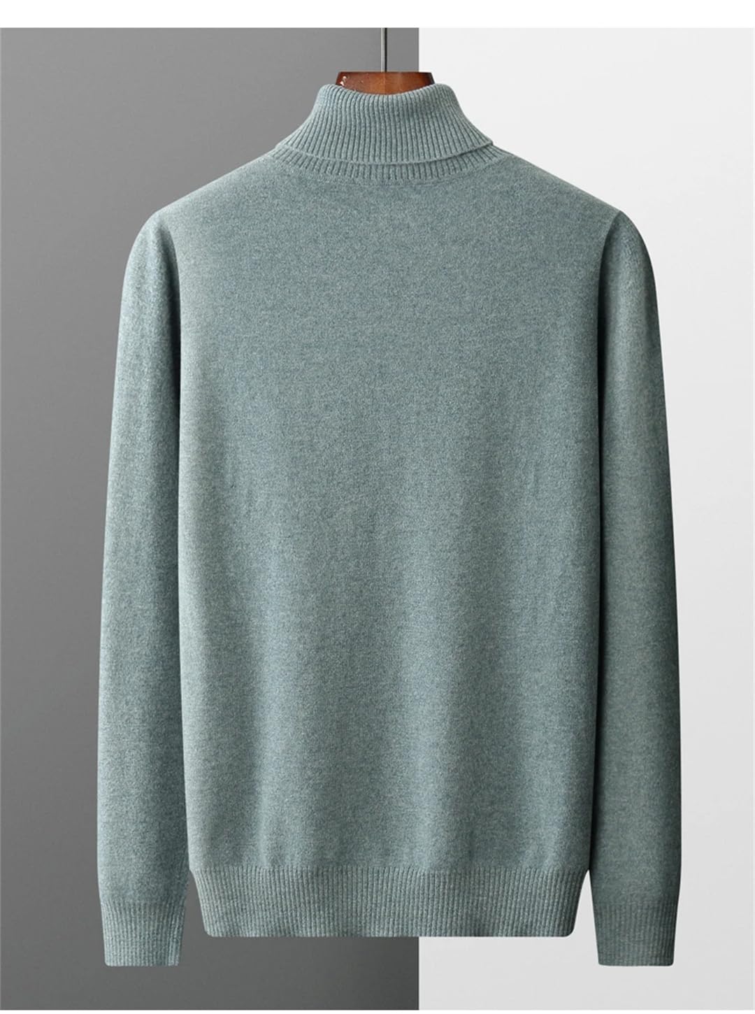 Maglione da uomo in misto lana merino, collo alto, caldo, a maniche lunghe, casual, lavorato a maglia