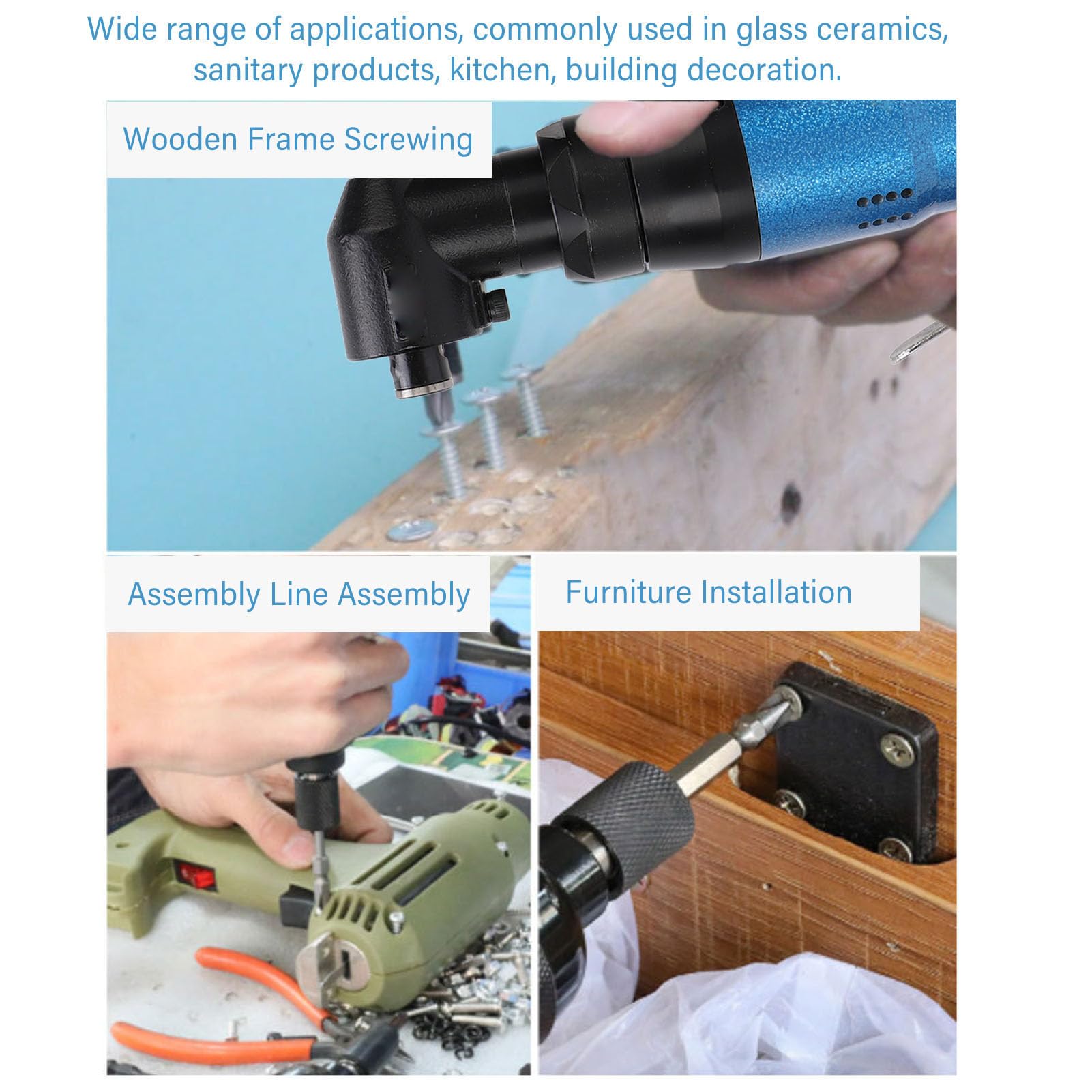 Avvitatore pneumatico a mano, avvitatore ad aria a angolo retto con struttura in acciaio legato da 9000 giri/min, utensile pneumatico compatto senza fili per vetro, ceramica e