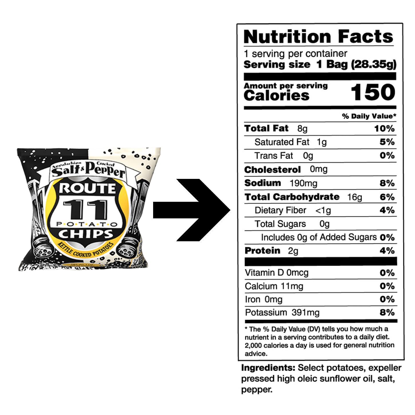 Route 11 Potato Chips : Salt & Pepper 30 bags (1 oz each)