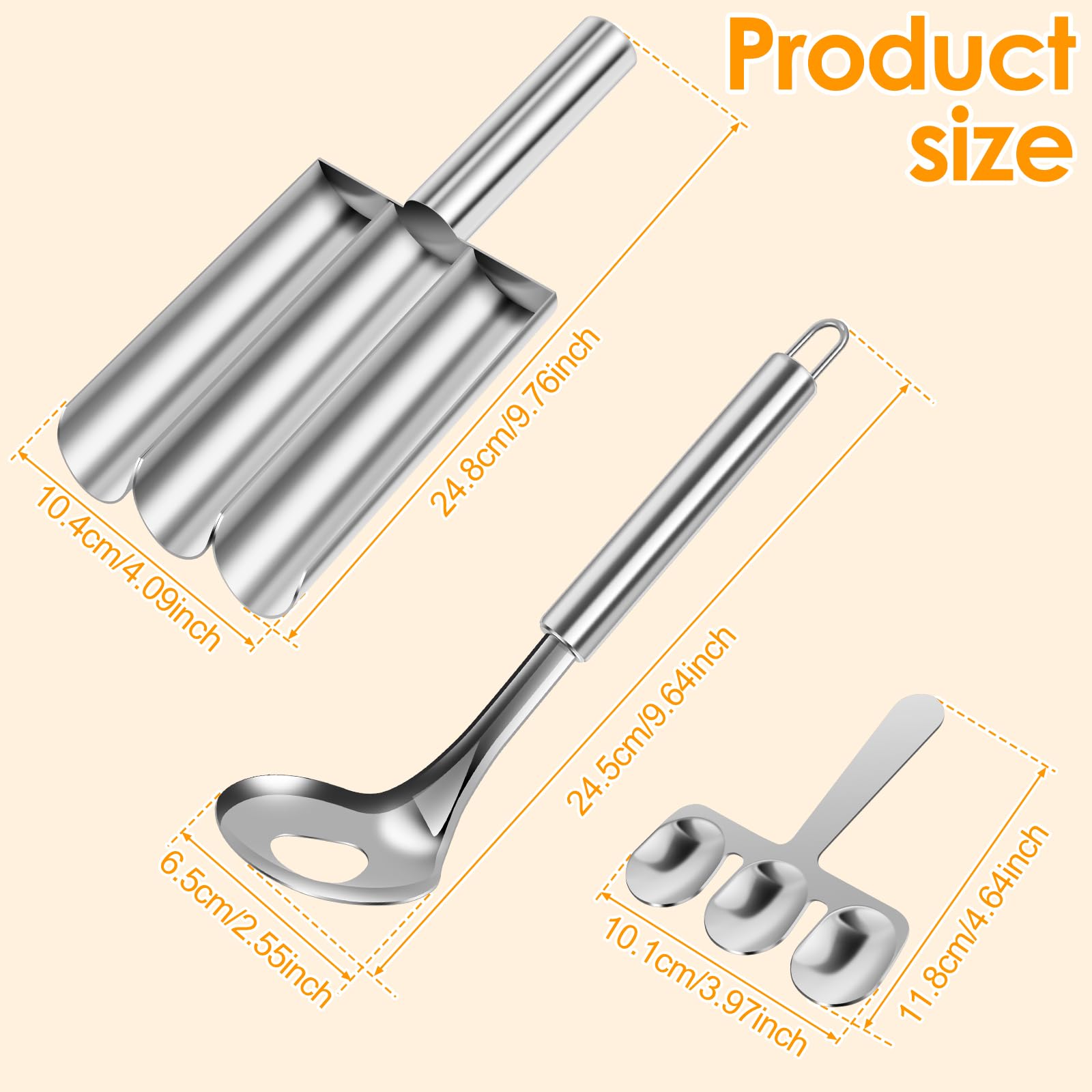 KTZCTPCA 3PCS Stainless Steel Meatball Maker, Non-Stick Meat Baller Maker Tool, Meatball Scoop Ball Maker Machine, Creative Kitchen 4-in-1 Meatball Maker for Quickly Making Cookie Dough or Sorbet