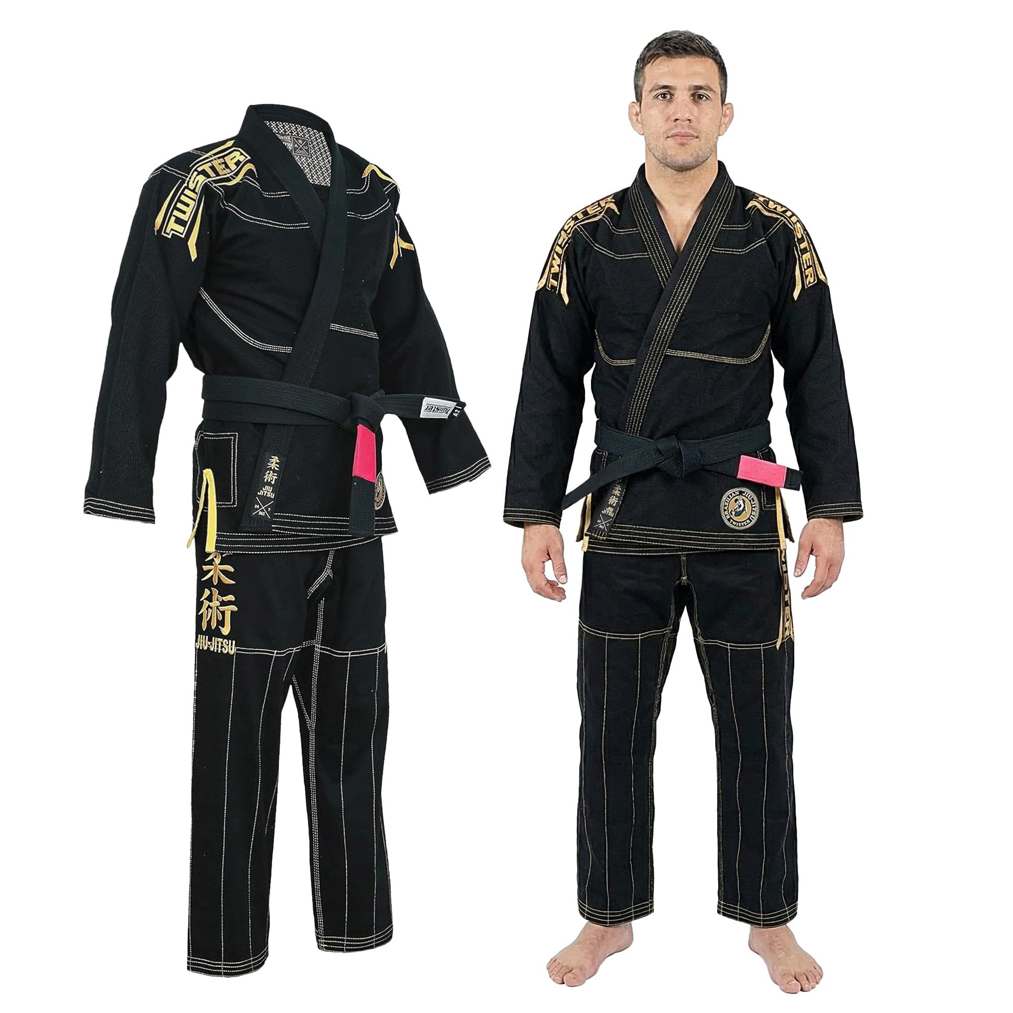 Twister Black Mamba Brazilian Jiu Jitsu Gi | BJJ Uniform | Preshrunk | With FREE BJJ Belt & FREE Gi Bag, Black, A4
