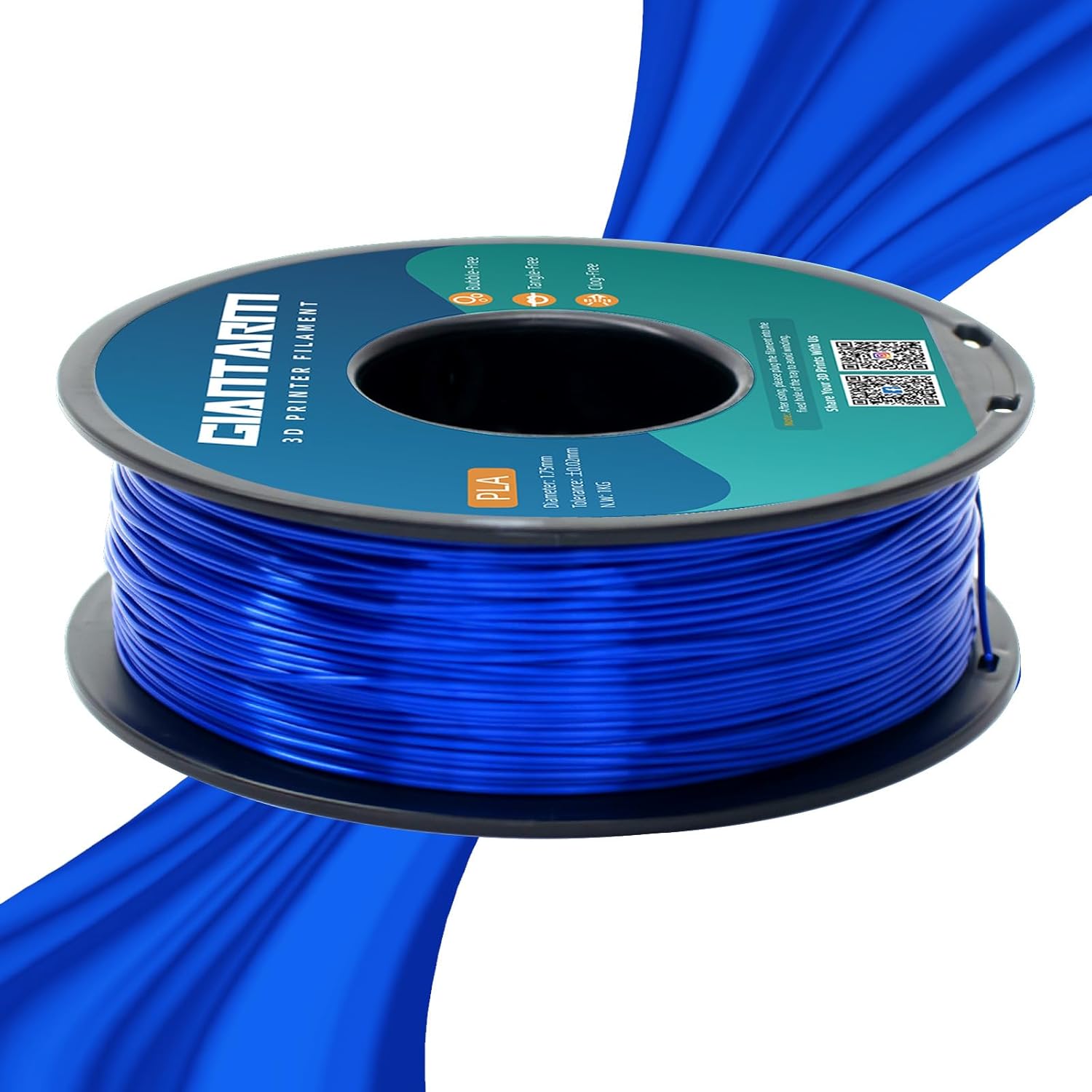 GIANTARM 3D Printer Filament 1kg,Silk Blue PLA and Red Black PLA 1.75mm Dimensional Acuuracy +/-0.03mm,1080 Feet Per Roll,Vacuum Packaging