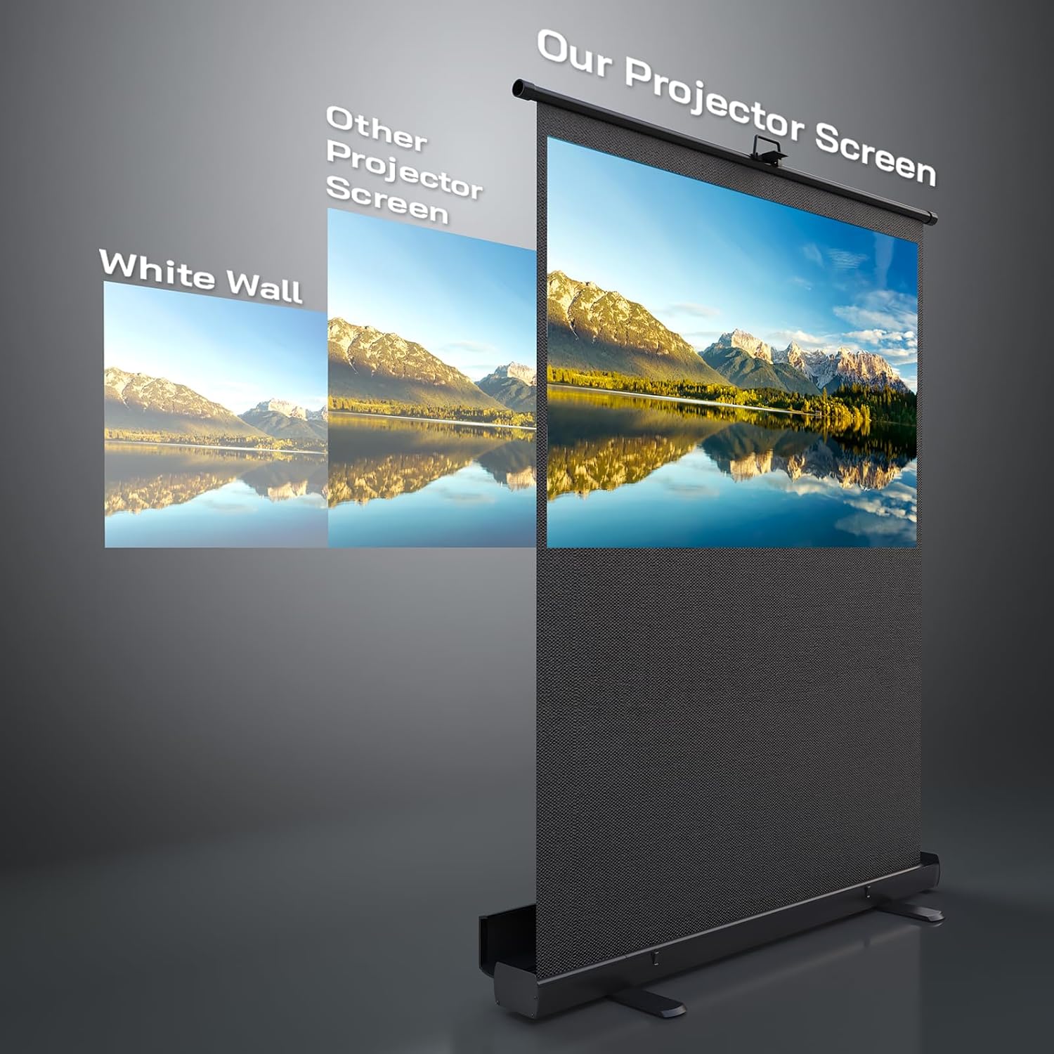 YODOLLA 72 inch Projector Screen Manual Floor Rising 16:9 HD Retractable ALR Projector Screen 4K3D Elite Projection Screen Drop Down Pop Up Movie Screen for Indoor Outdoor Meeting Home Theater