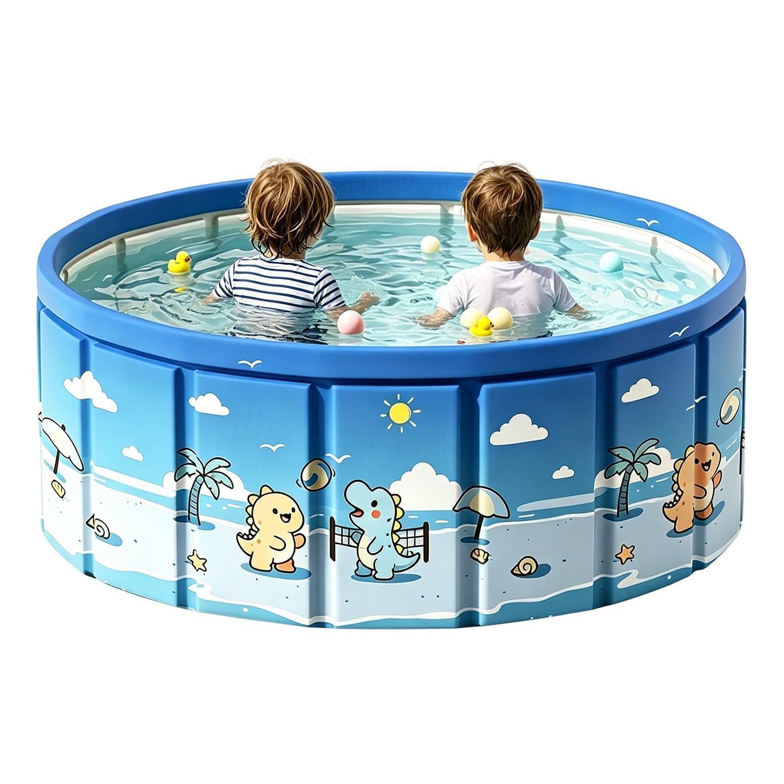 Foldable Pool Outdoor Water Play Games With Drainage, Anti-Skid Kiddie Pool For kids | Portable Pet Bathing Tub For Dogs, summer enjoyment In Garden Patio Or Lake Beach