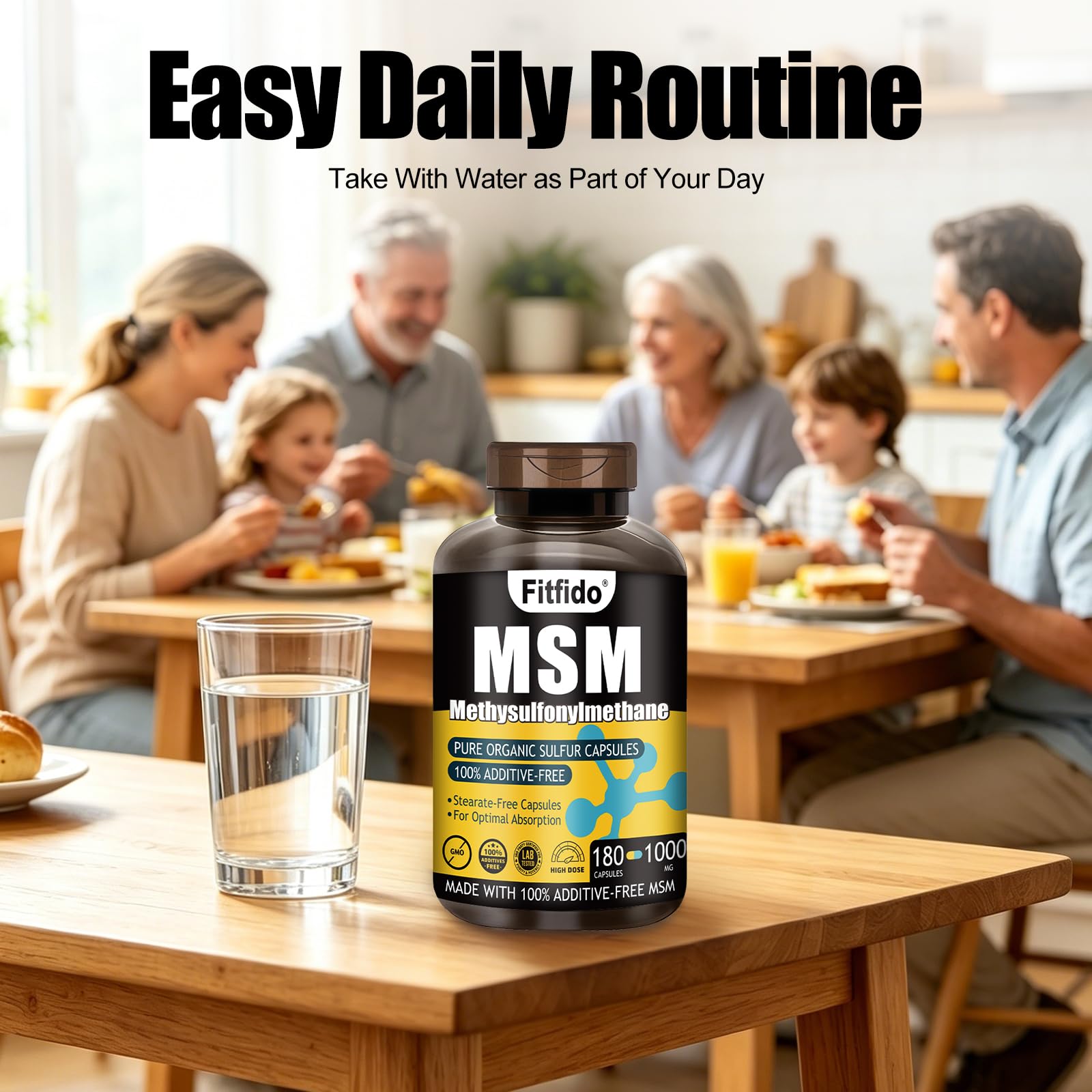 MSM Capsules 1000mg, 99.9% Pure Organic Sulfur, 180 Count — Amazon image 6