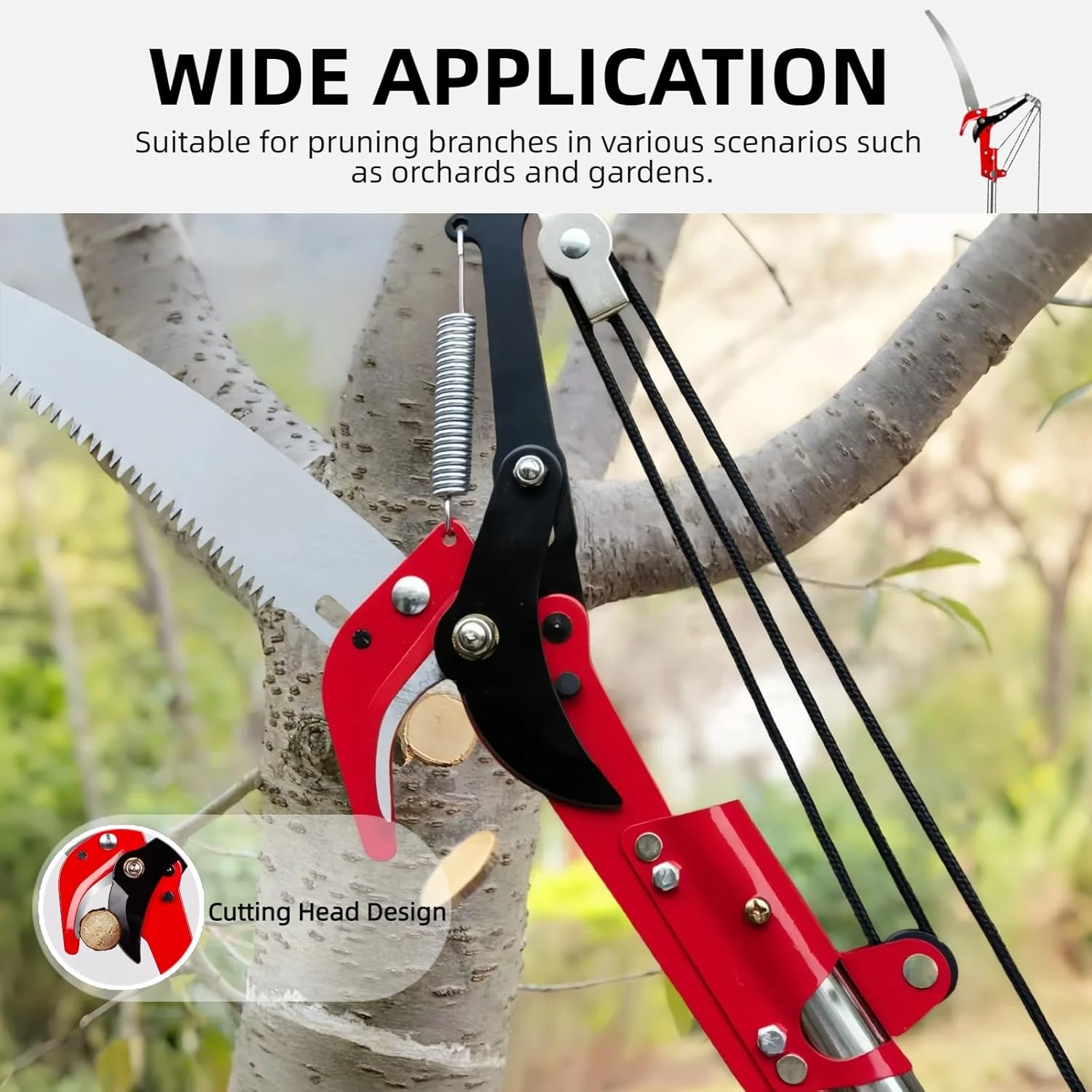 15.7’’ Pole Saws for Tree Trimming - Dual-Pulley Tree Pruner, Tree Trimmers Long Handle Pruner, Manual Pole Saw for Yard & Garden, Gardening Hand Tools