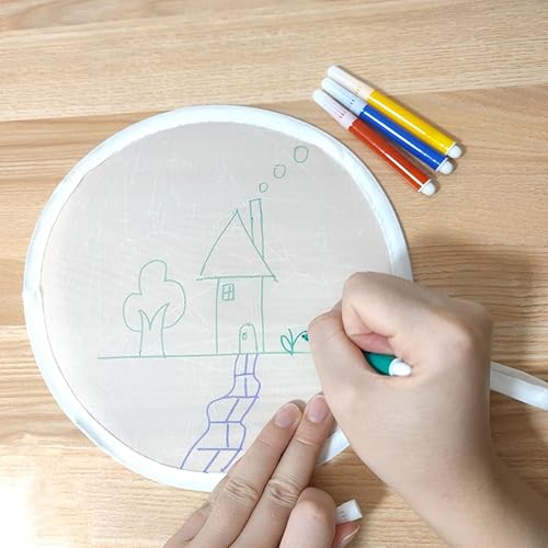 Miniatura 9 de MXY Abanico plegable de mano blanca para manualidades, abanicos de mano redondos en blanco, abanicos de decoración para manualidades, se puede