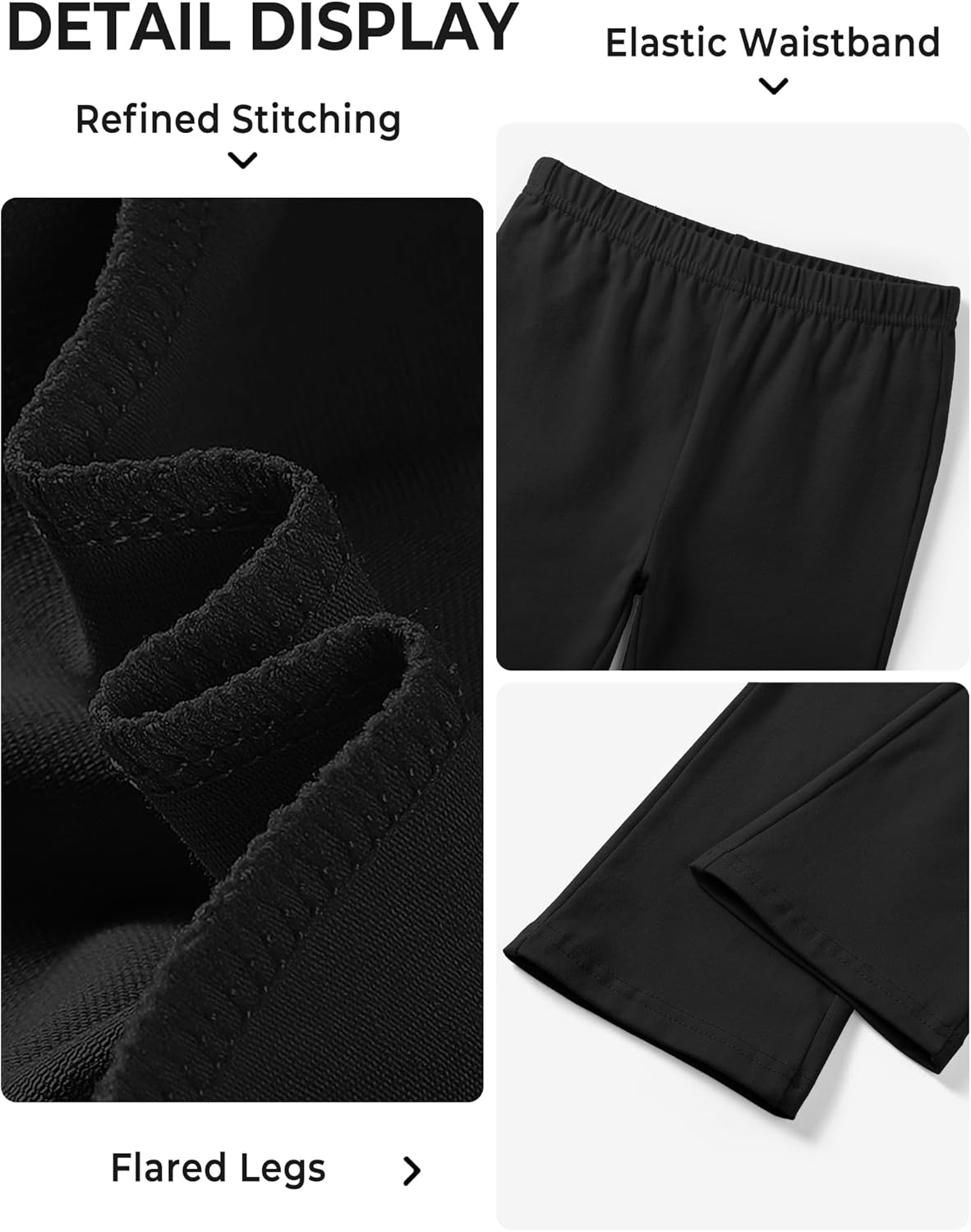 BOOPH 5 Pack Girls Flare Leggings High Waist Bell Bottom Pants Kids Cotton Casual Clothes for Teen Girl - Image 4