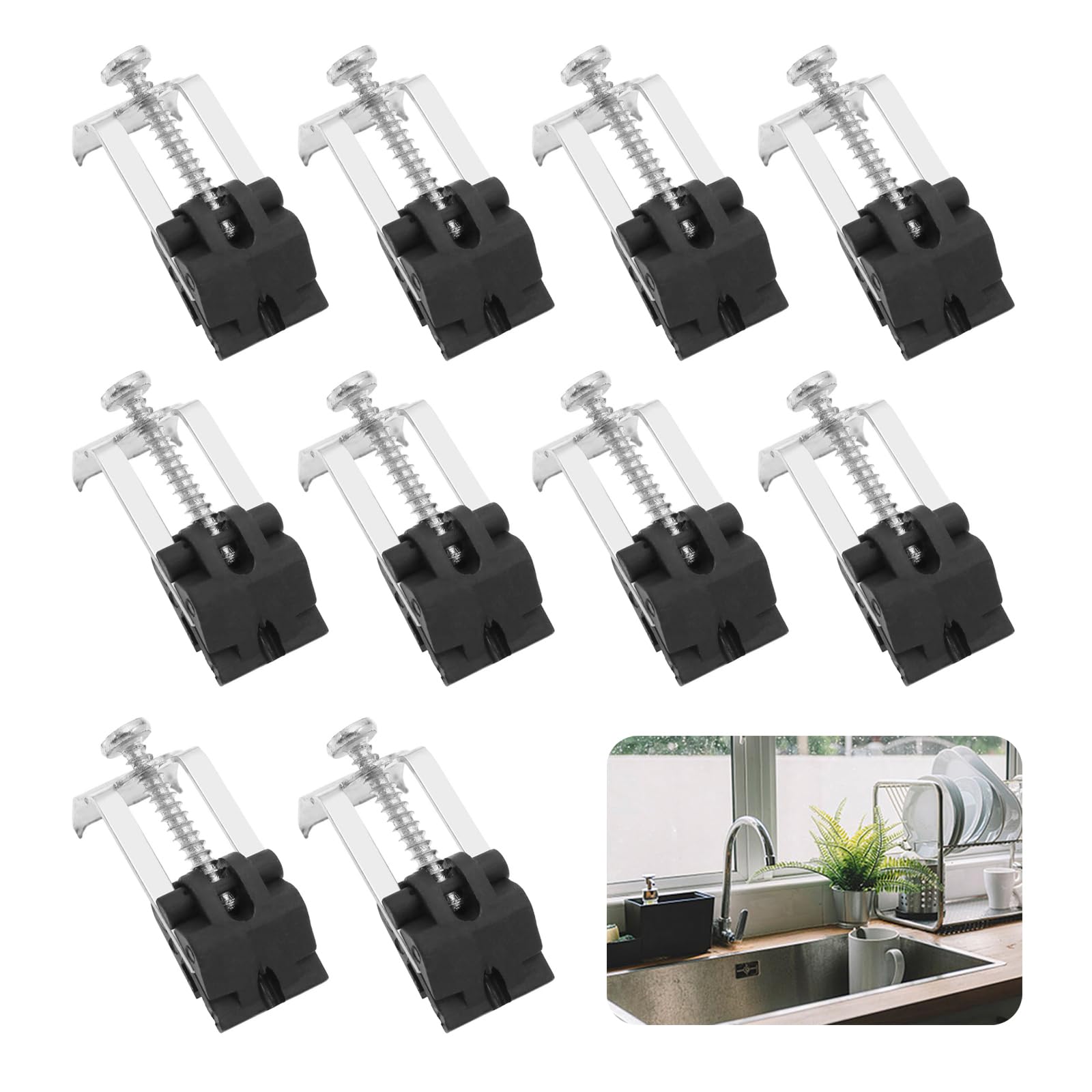 🔧 Juego De 10 Pinzas De Fregadero De Acero Inoxidable – Clips Ajustables Para Cocina, Lavadero Y Ducha | Instalación Segura Sin Perforar
