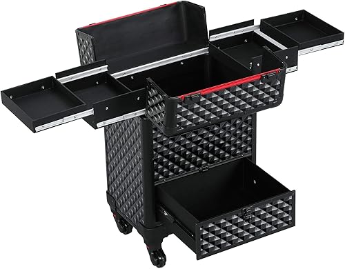 Miniatura 2 de Topeakmart Estuche de viaje profesional con ruedas extraíbles, con ruedas extraíbles, con ruedas extraíbles, con cerradura y cajón grande