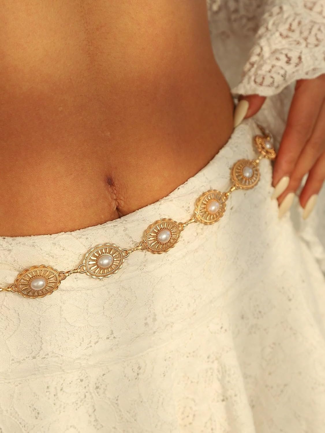 3PCS Gold Waist Chain for Women, Boho Layered 14K Gold Plated Belly Belt Chains Beach Waist Beads Chain, Body Chain for Women Summer Jewelrys Set