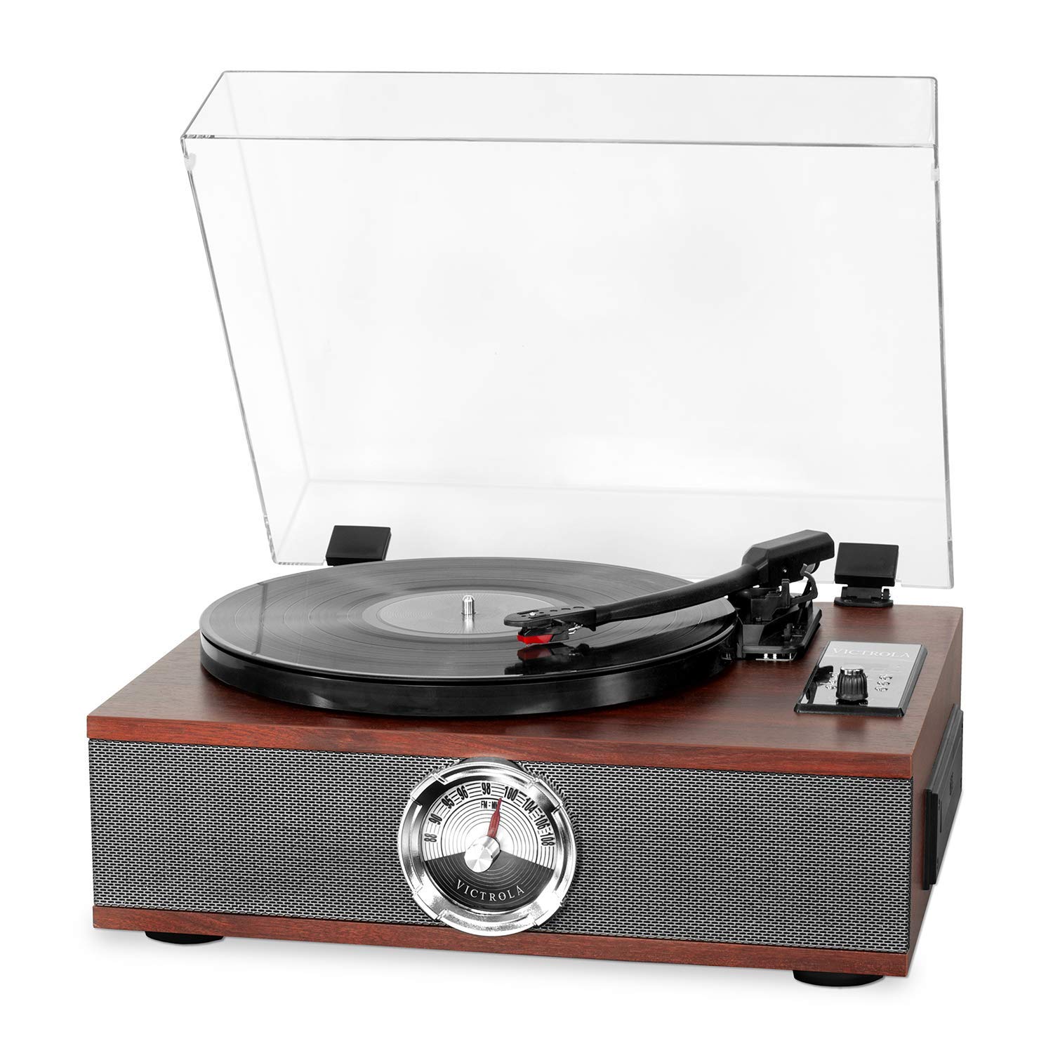 Victrola Park Avenue 5-in-1 Wood Record Player with 3-Speed Turntable, Bluetooth, CD and Radio, Mahogany