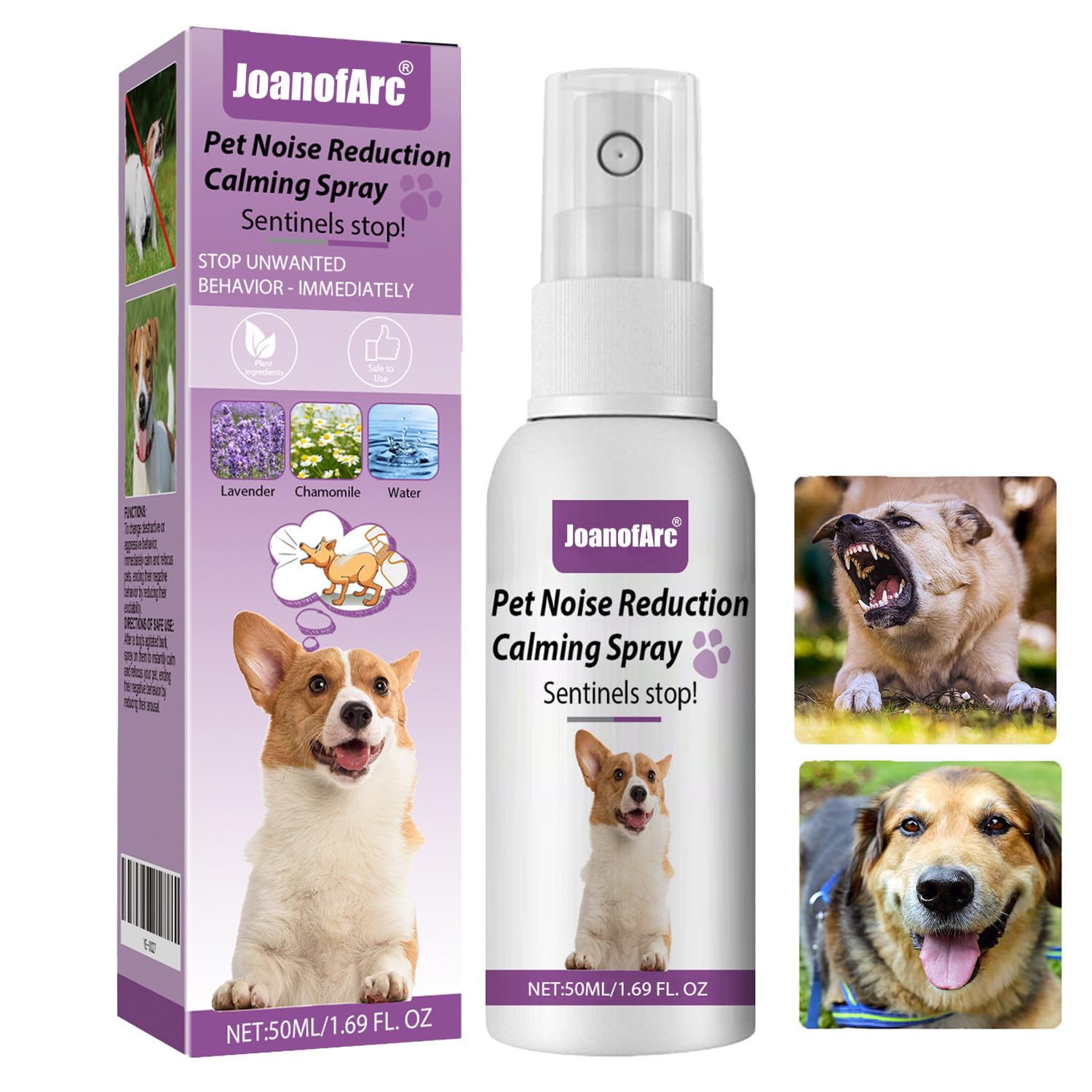 JoanofArc Calming Spray, Cat & Dog Calming Pheromone Spray 50ml with Diffuser Kit, Support Calmness, Stress Reduction, Stops Scratching & Barking for Home Travel, Safe for Pets