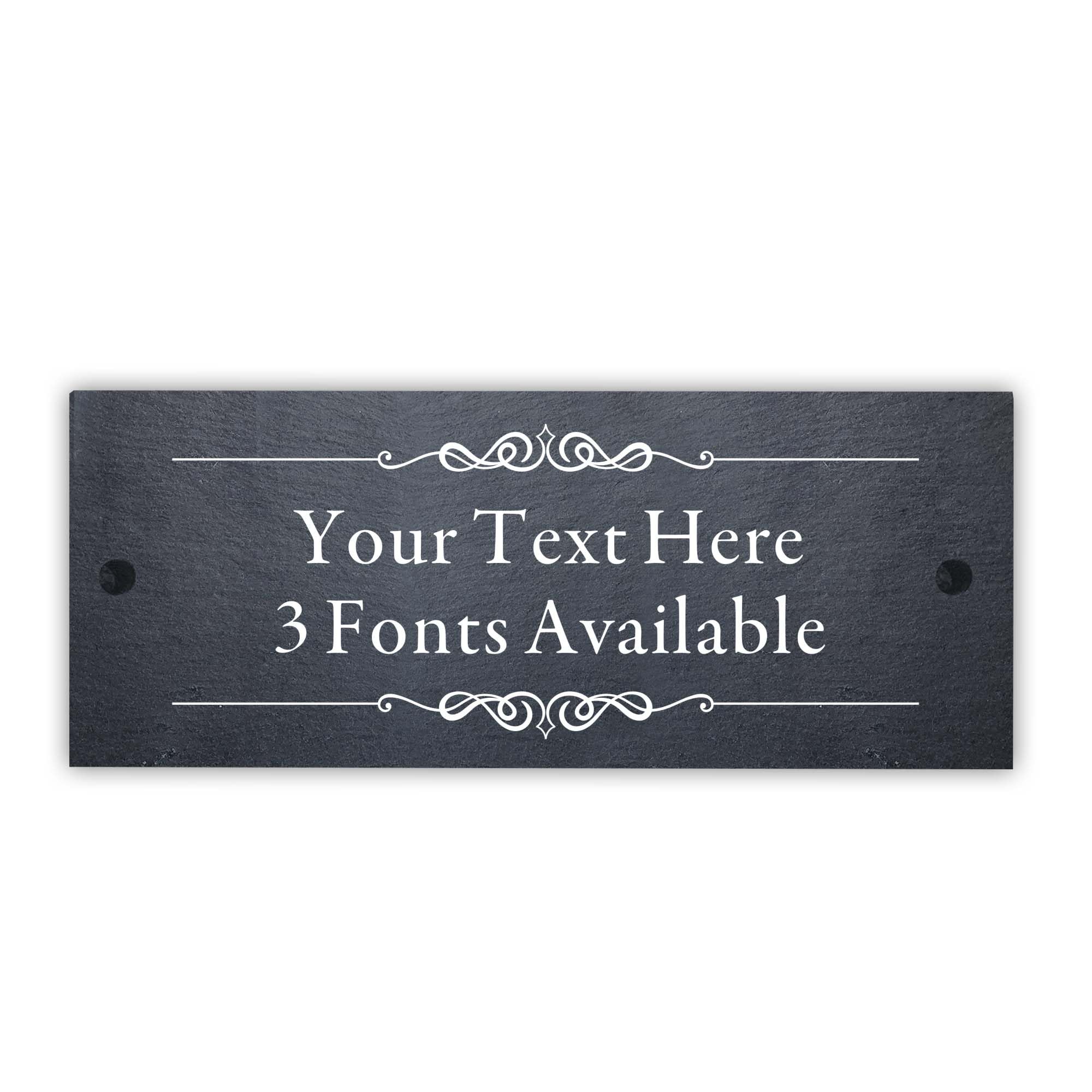 Personalised Plaque Slate House Signs Natural Slate House Numbers Plaques Welcome Sign Door Wall Sign Yard Signs Home Decor Gifts for Outside with Wall Fixings (Design 2)