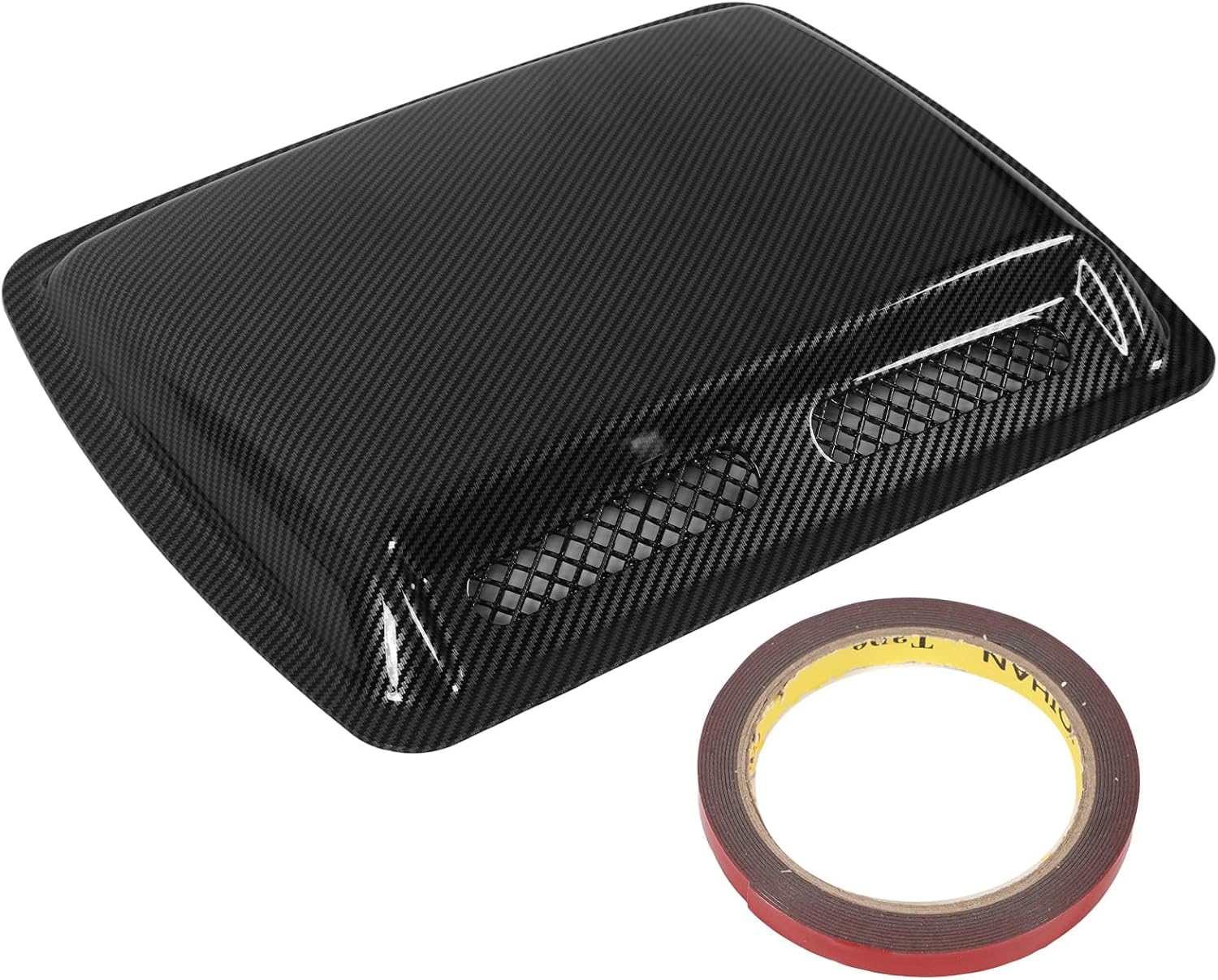 Aramox Carbon Fiber Hood Air Intake Cover, Decorative ABS Vent Scoop, Self-Adhesive Car Bonnet Accessory