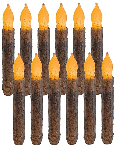 12 Pcs 6.5'' Real Wax Primitive Candles with Timer,Auto-On 6