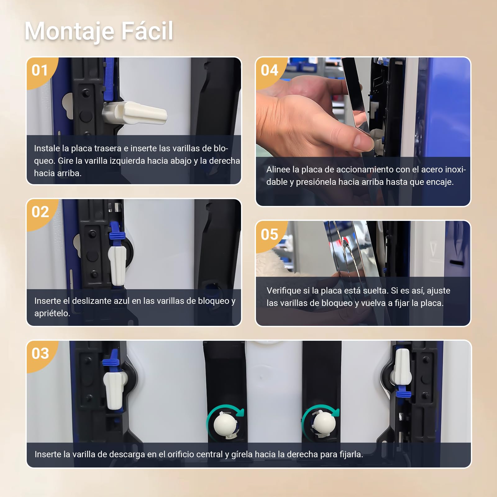 Empyreal Placa de Descarga WC de Reemplazo,Panel Frontal para Cisterna,con Varillas de Descarga y Marco de Instalación,Compatible con Geberit Sigma 01/20/30,UP300,UP320,Doble Descarga,245×164 mm
