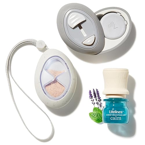 Lifelines Paquete de 2 piedras de tierra con aroma con movimiento y juego de aceites esenciales, difusor de aceite esencial portátil con aire