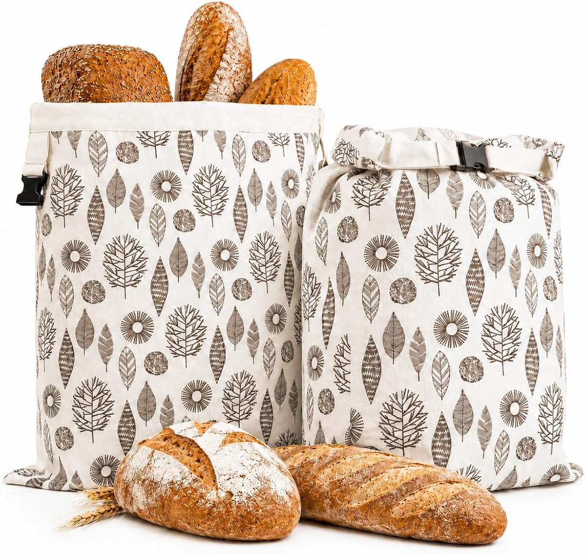 Paquete de 2 bolsas de pan de cera de abeja con cremallera, bolsas de almacenamiento reutilizables de algodón grandes de 17×13 pulgadas, aptas para congelar masa madre, pan casero, baguette, utensilios de cocina para hornear