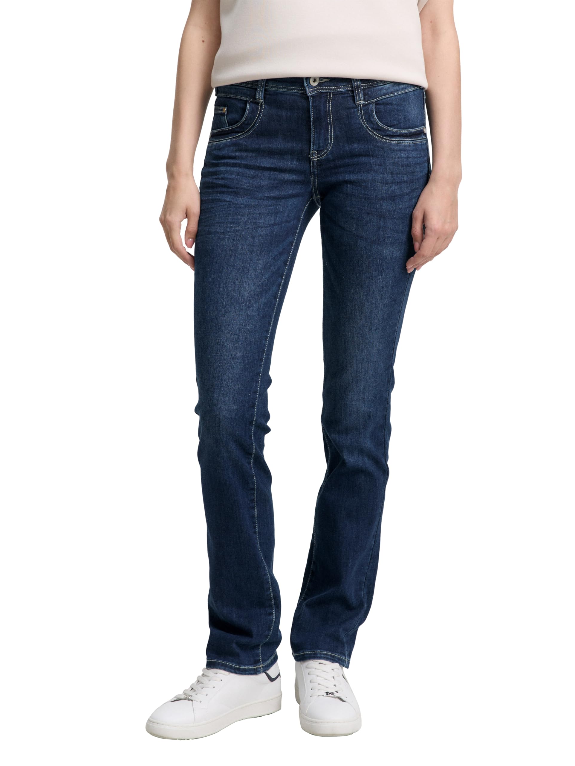 TOM TAILOR Women's 20622022 Alexa Straight Jeans, 10282 - Dark Stone Wash Denim, 33W / 32L