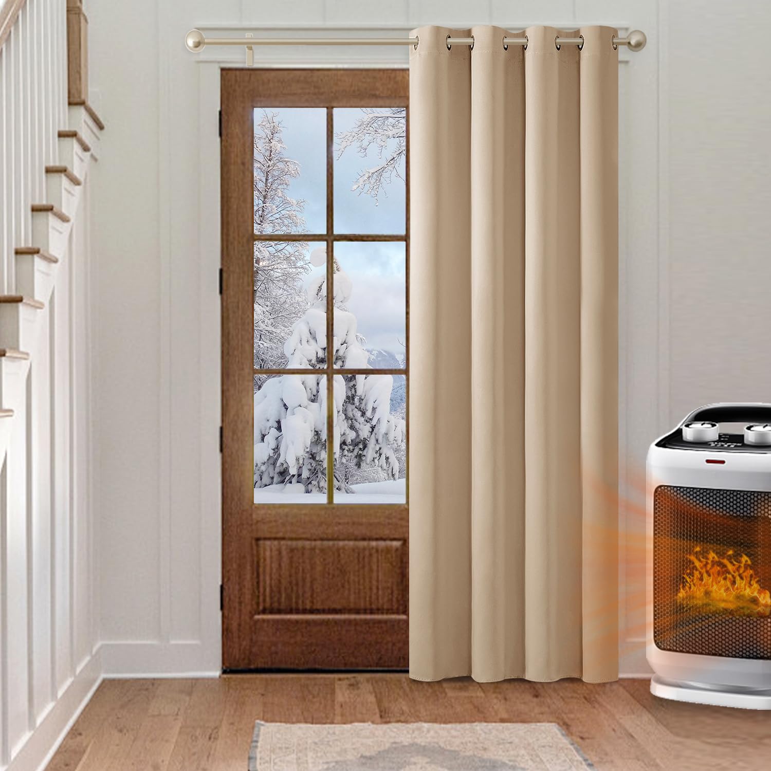 MIULEE Cortinas Salon Opacas Cortinas Dormitorio Modernas Cortinas Anti Luz, Habitacion Cortinas Termicas Aislantes Frio y Calor, Fuerte y Suave Ventana Cortinas Beige 140x245 CM (1 Piezas)