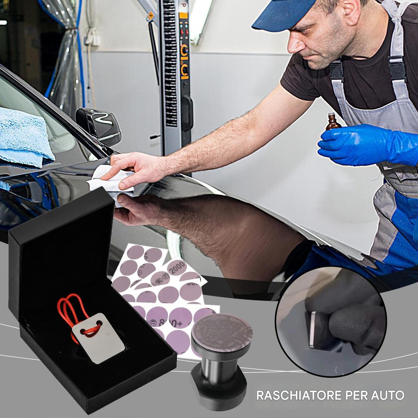 Raschia Per Riparazione Spot Vernice Spray Utensile per Rimozione Macchie | Utensile Levigatore per Verniciatura per Autovetture SUV Furgoni Hobbisti Meccanici Manutenzione Garage Officina