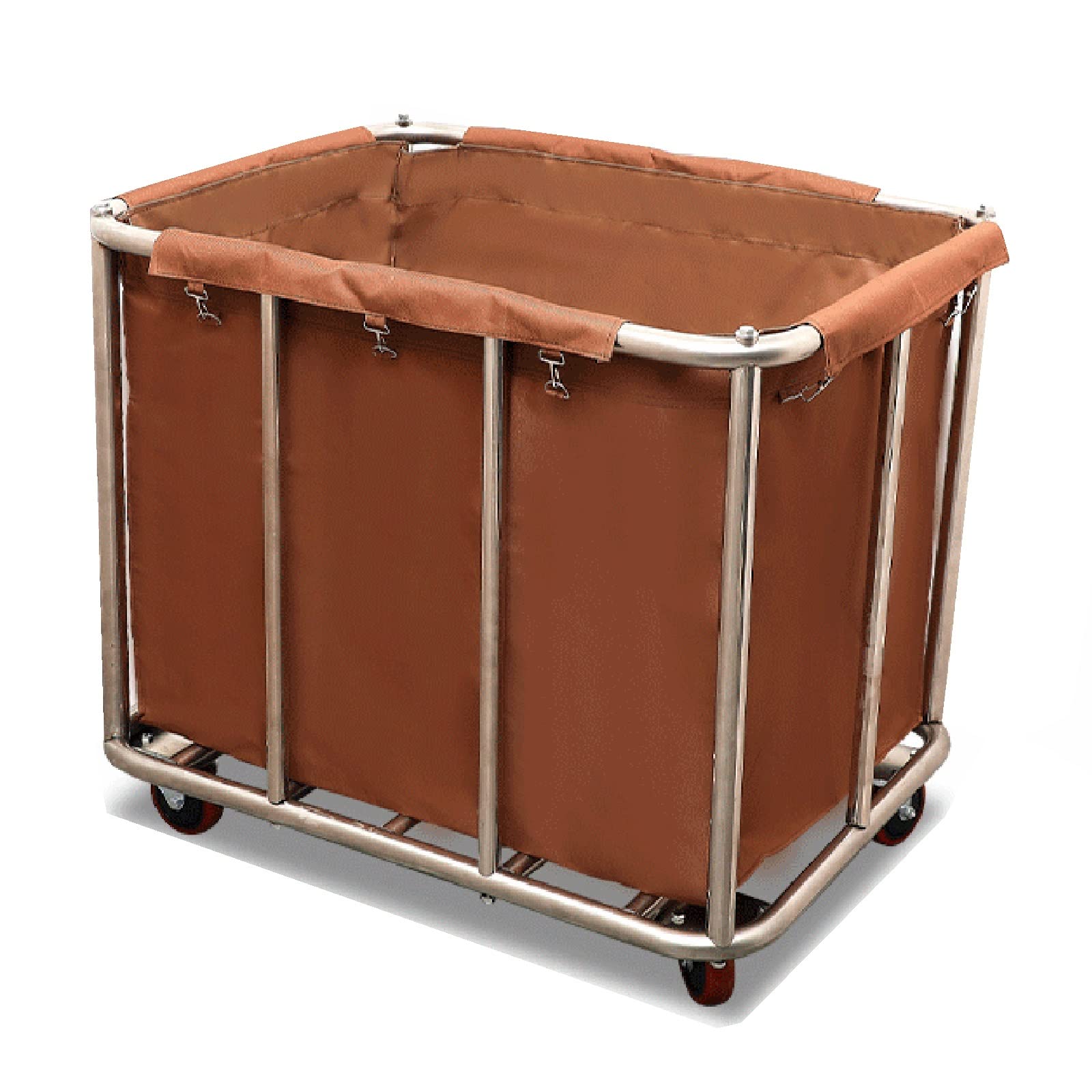 DFEDHF Utility Cart Organizer Storage Trolley Service Cart Home Laundry Cart on Wheels for Seniors, Commercial Square Storage Bin Service Trolley for Clothes, Sports Balls, Work Gym Nurse(Brown)