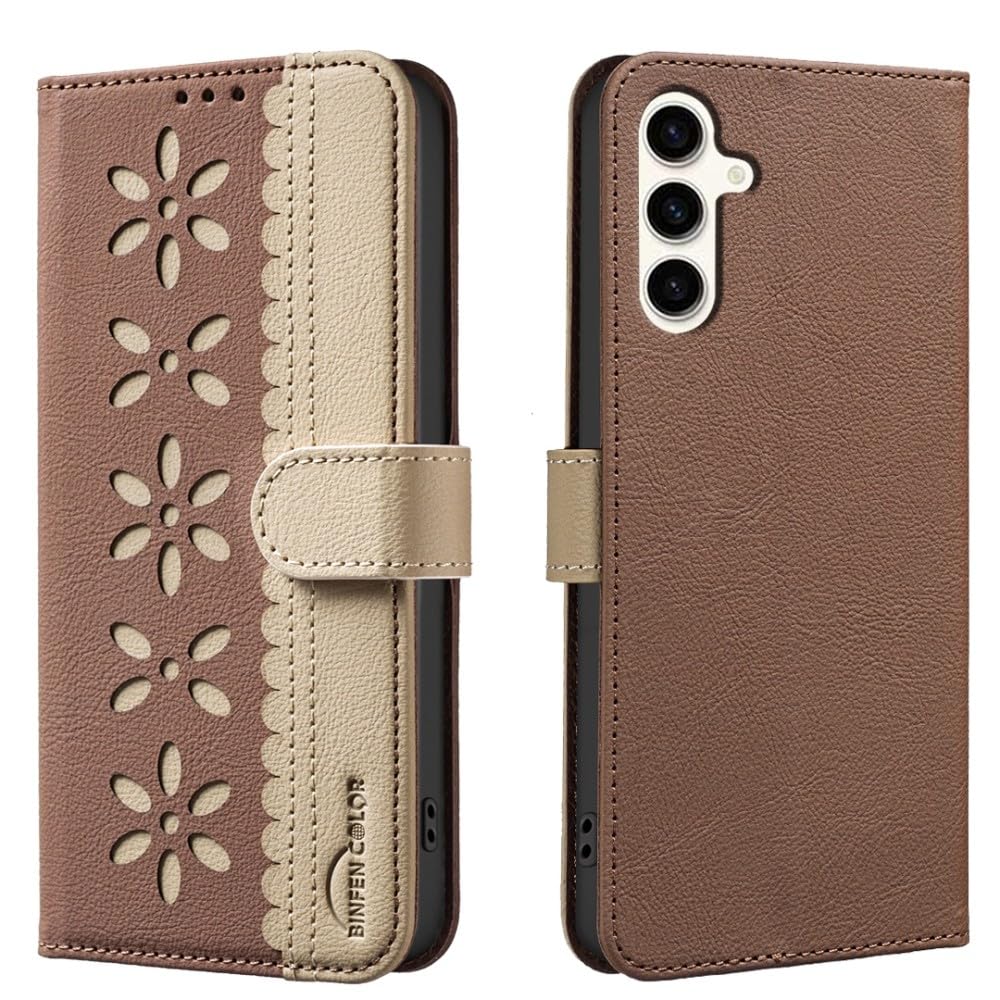 Étui cuir Samsung Galaxy A55 5G portefeuille à rabat floral - 5