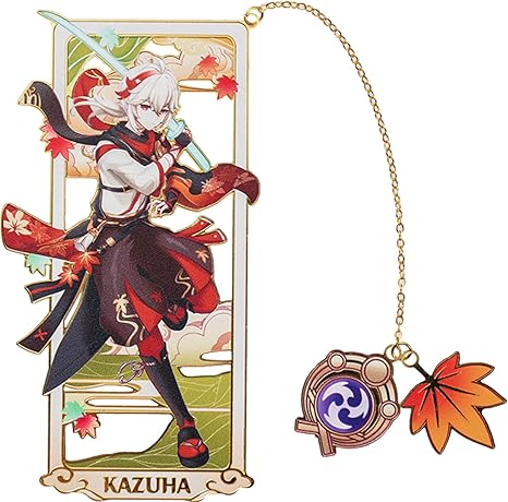 原神 楓原万葉 栞 Genshin Impact 黄銅製 しおり グッズ 93.3*51.6*0.5mm 13.5G UV印刷+金メッキ  Genshin Impact げんしん Project