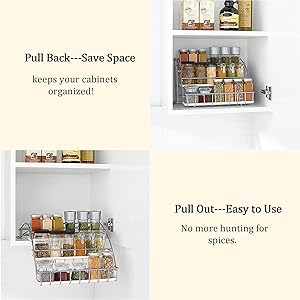 3-Layer Pull Down Spice Rack - Carbon Steel Under Cabinet