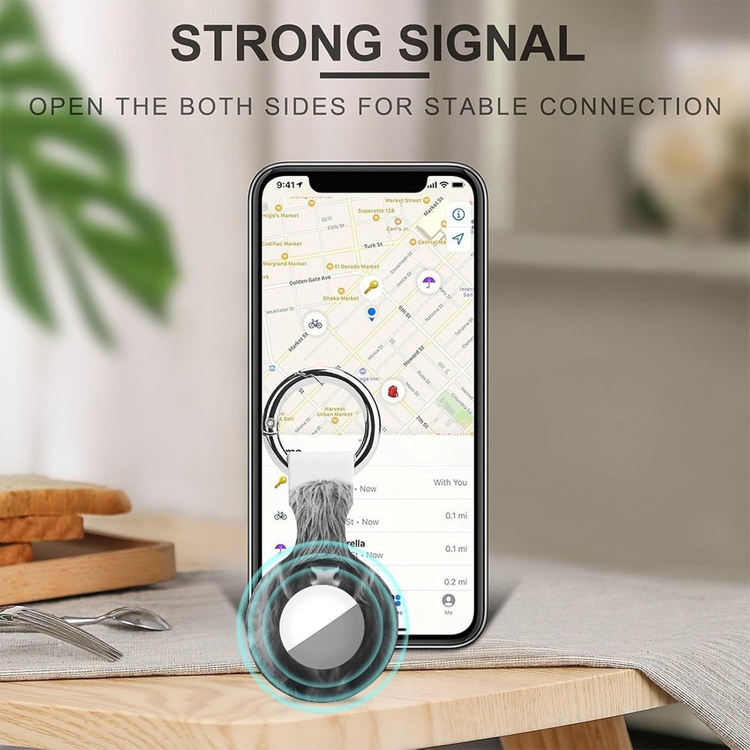 Black White Highland Cow Funny Cover Compatible with AirTag Case Protector GPS Tracker Holder with Keychain