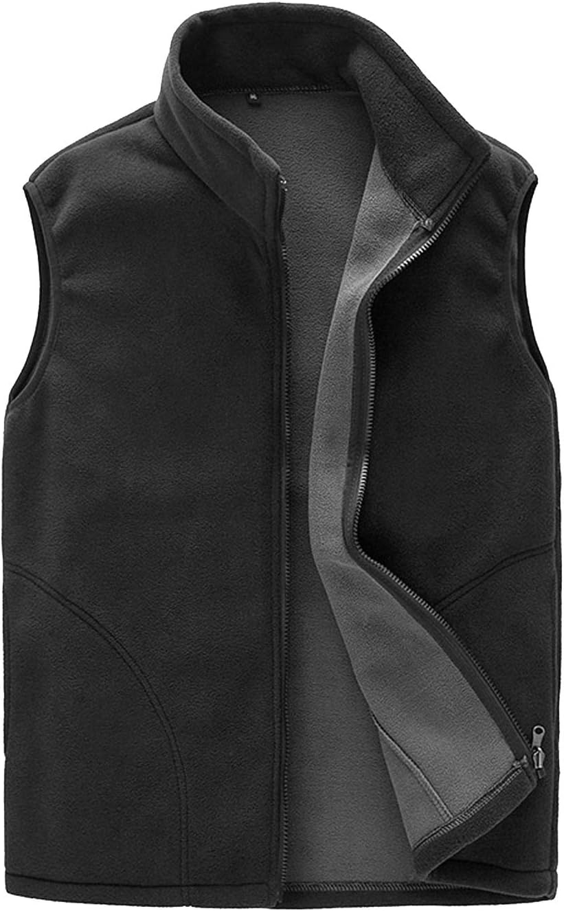 FEOYA Men's Polar Fleece Vest Outdoor Full Zipper Outerwear Vest with Pockets