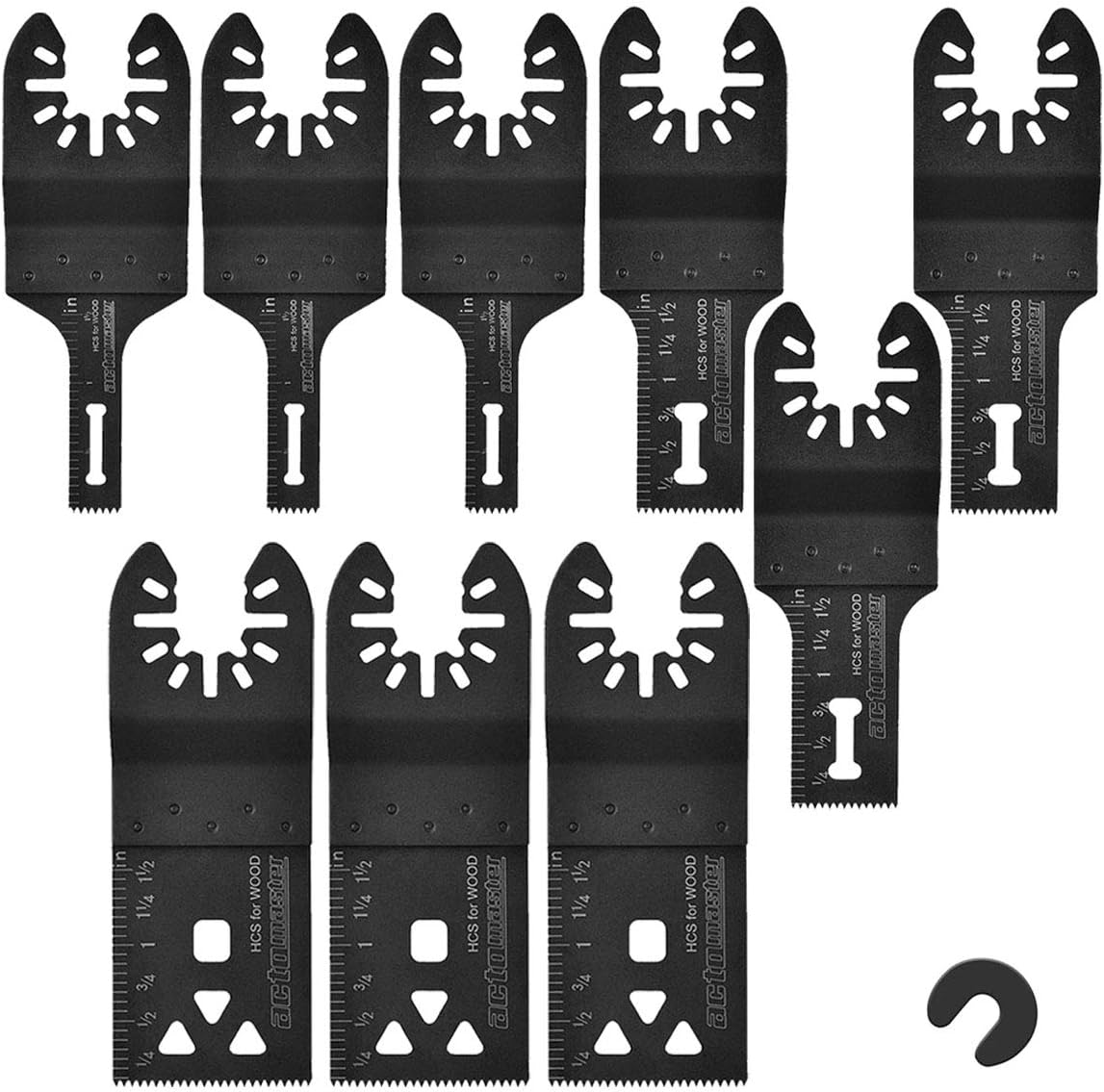 HCS Plunge Flush Cutting Blade Set for Oscillating Tool Multitool, Pack of 9