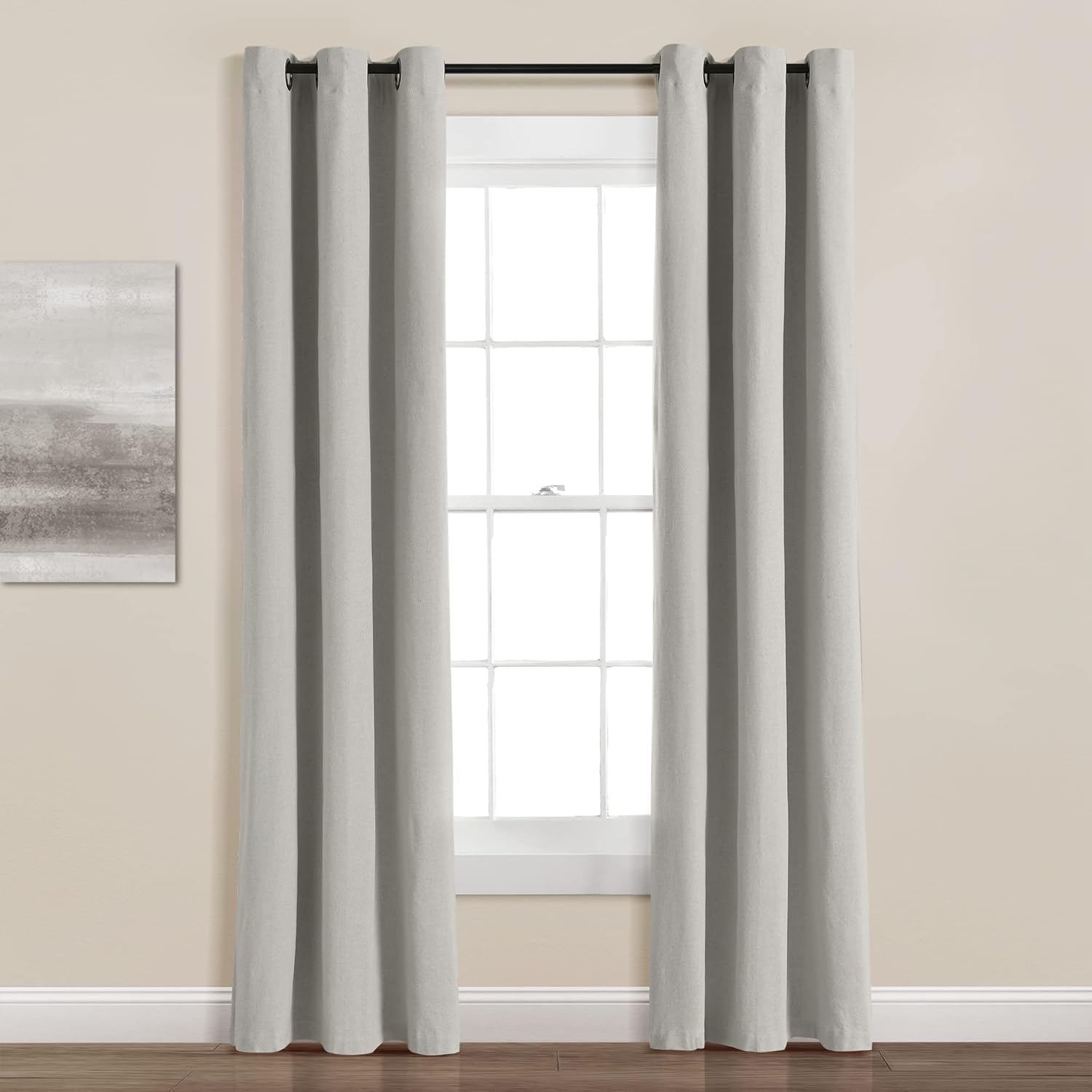 Light Gray Linen Blackout Grommet Window Curtain Panel 38" x 84"