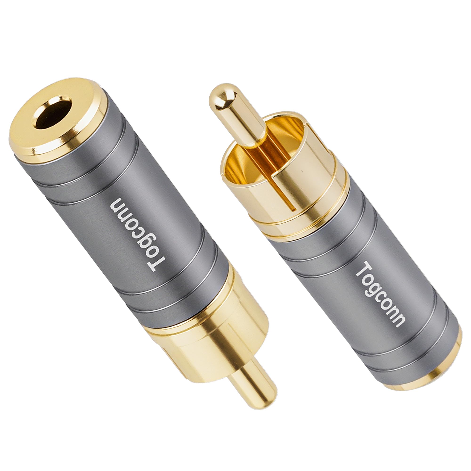 RCA to 3.5mm 1/8 Inch Audio Adapter 2Pack, RCA (Male) Plug to 2-Pole 3.5mm 1/8" TS Mono (Female) Jack Converter Connector Gold-Plated Plugs & (