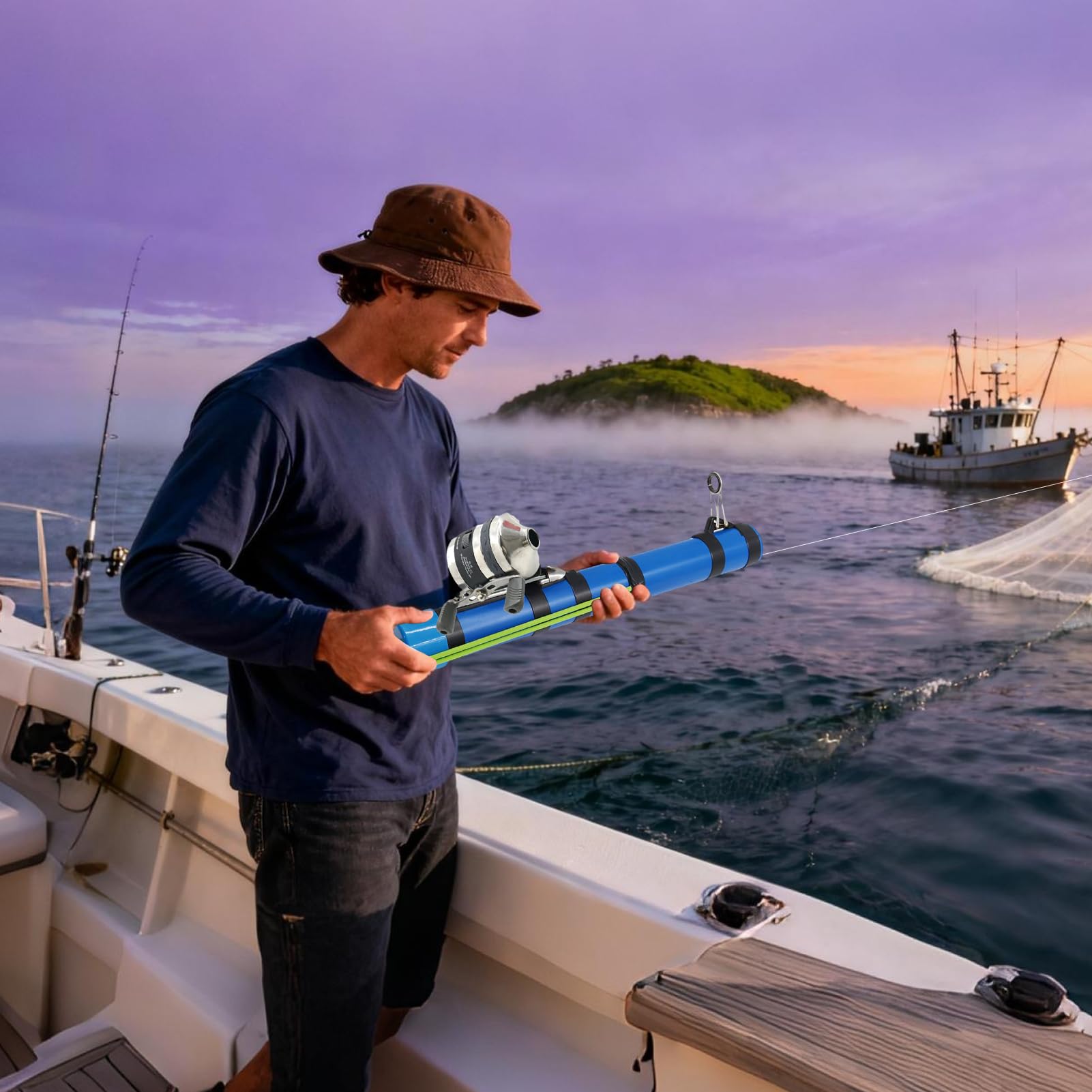 Canne à pêche portable – Équipement de pêche léger avec moulinet | Canne à pêche catapulte pour les voyages, pour bar, truite, eau salée, eau douce, jetée, rivière, ruisseau, étang, lac