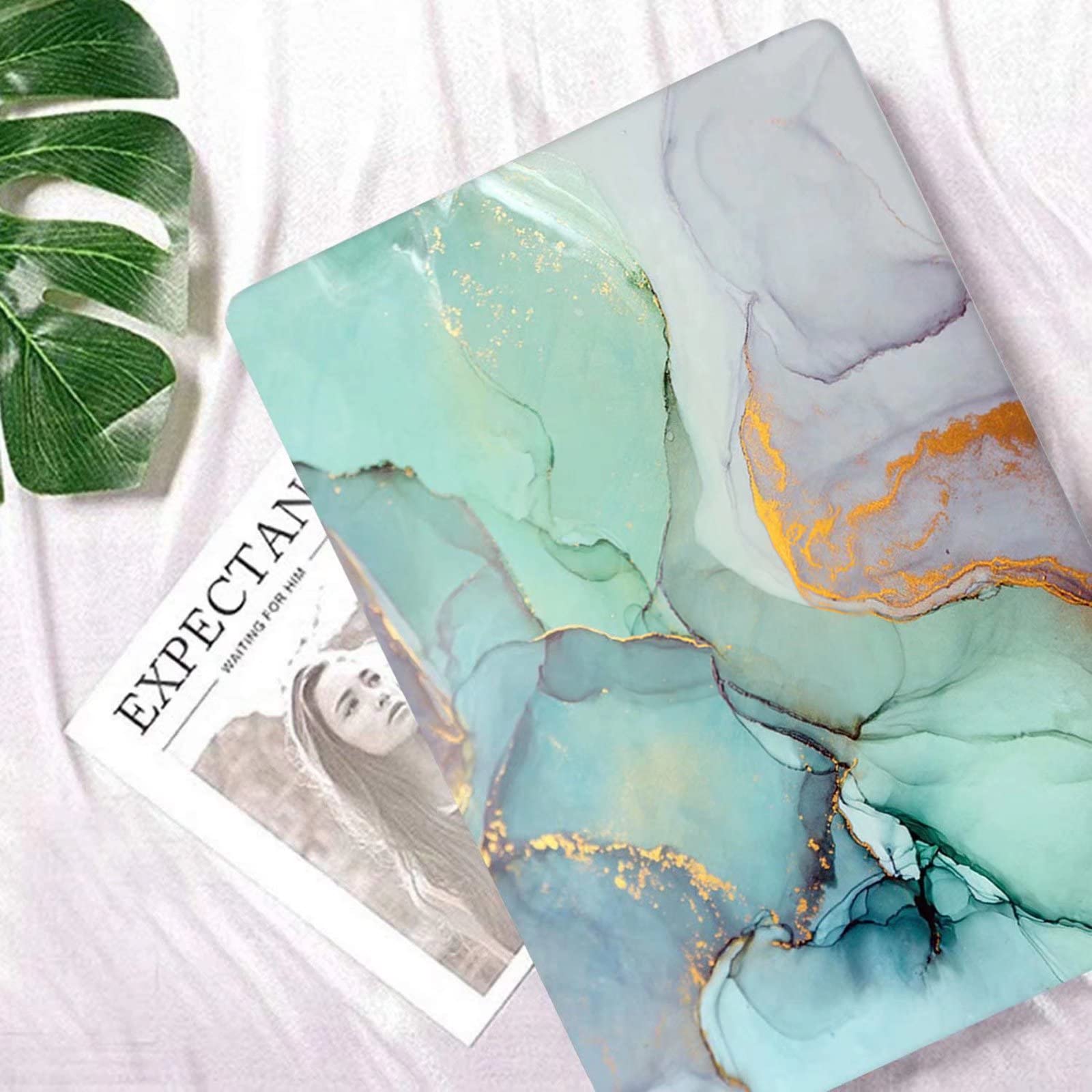 Funda Compatible con MacBook Pro 14 Pulgadas 2021 2022 con M1 Pro / M1 MAX A2442, Fancity Funda Protectora de Goma Suave y Dura para MacBook Pro 14,2" A2442 con Touch ID, Marble Green