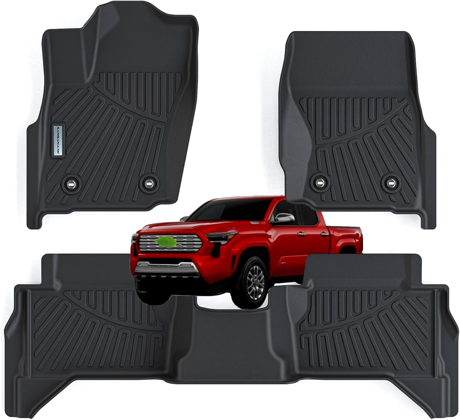 Floor Mats for 2024 2025 Toyota Tacoma (Non Hybrid) -Only fit Double Cab & Automatic Transmission(Non Manual Transmission),TPE All Weather Protection 2 Rows Car Floor Liners Only Floor Mats