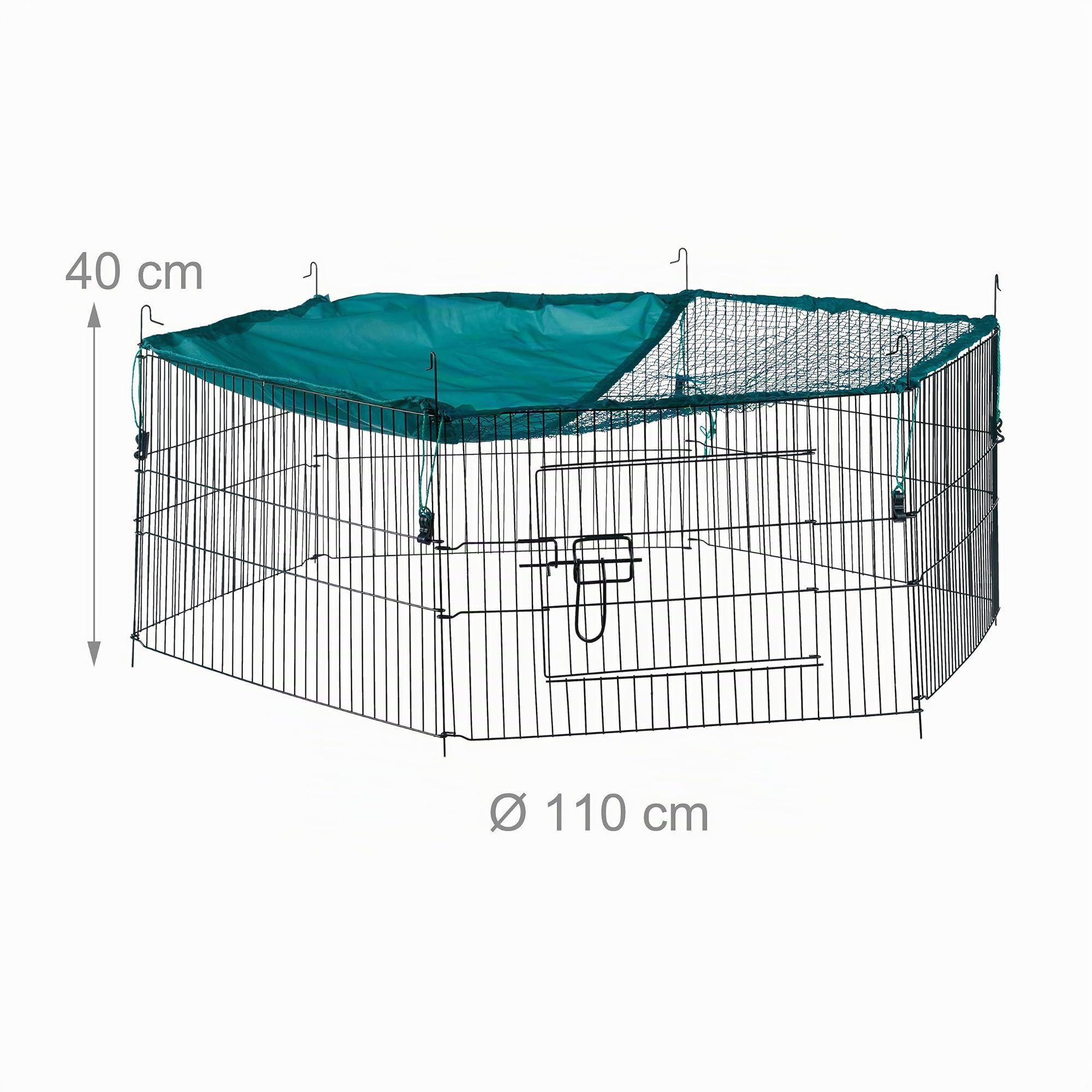 Relaxdays Cage extérieur Lapin, avec Filet, enclos pour rongeurs, avec Protection Contre Le Soleil, Ø 110 cm, Vert