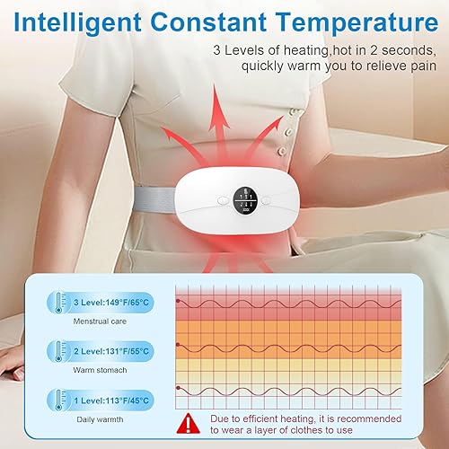 Miniatura 3 de Almohadilla térmica eléctrica portátil, almohadillas térmicas inalámbricas con 3 niveles de calor y 3 modos de masaje, almohadilla térmica de