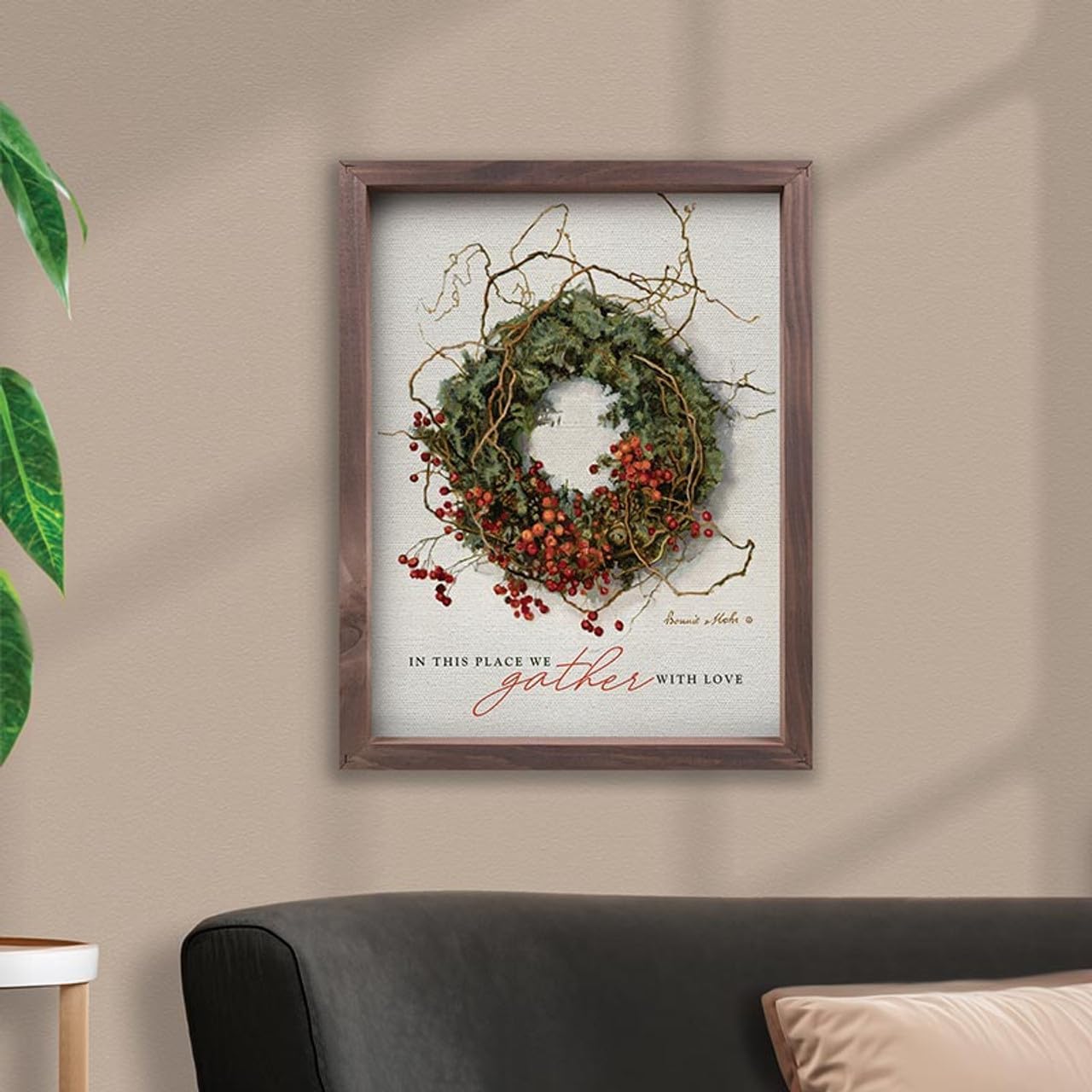 Festive Farmhouse Collection Framed Linen Art - In This Place We Gather