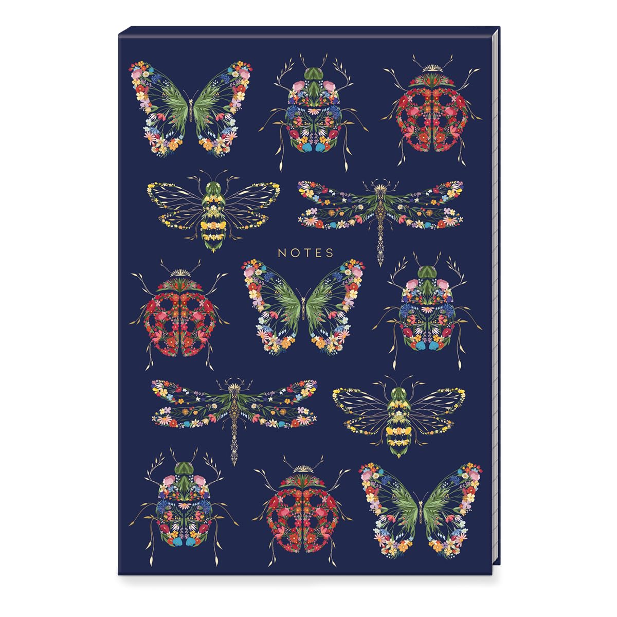 Lady Jayne Large Notepad with Hardcover and Flip Top Stand – 60 Perforated Sheets with Artwork, 6.875" x 10" – Botanical Garden Insects (12947)