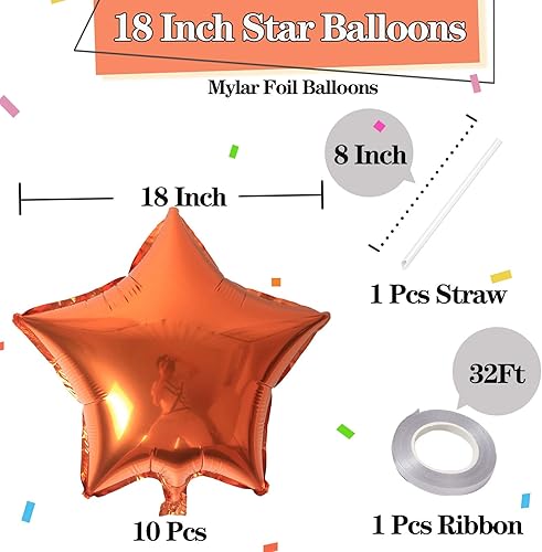 Miniatura 2 de KALOR Globos de Mylar de estrella naranja de 18 pulgadas, 10 globos de helio en forma de estrella para bodas, baby shower, decoraciones de fiesta de