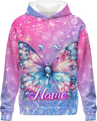 Hoodies for Girls Personalized Sweatshirt with Name, Custom Girls Pullover Hoodie Gifts for Kids Teens Youth