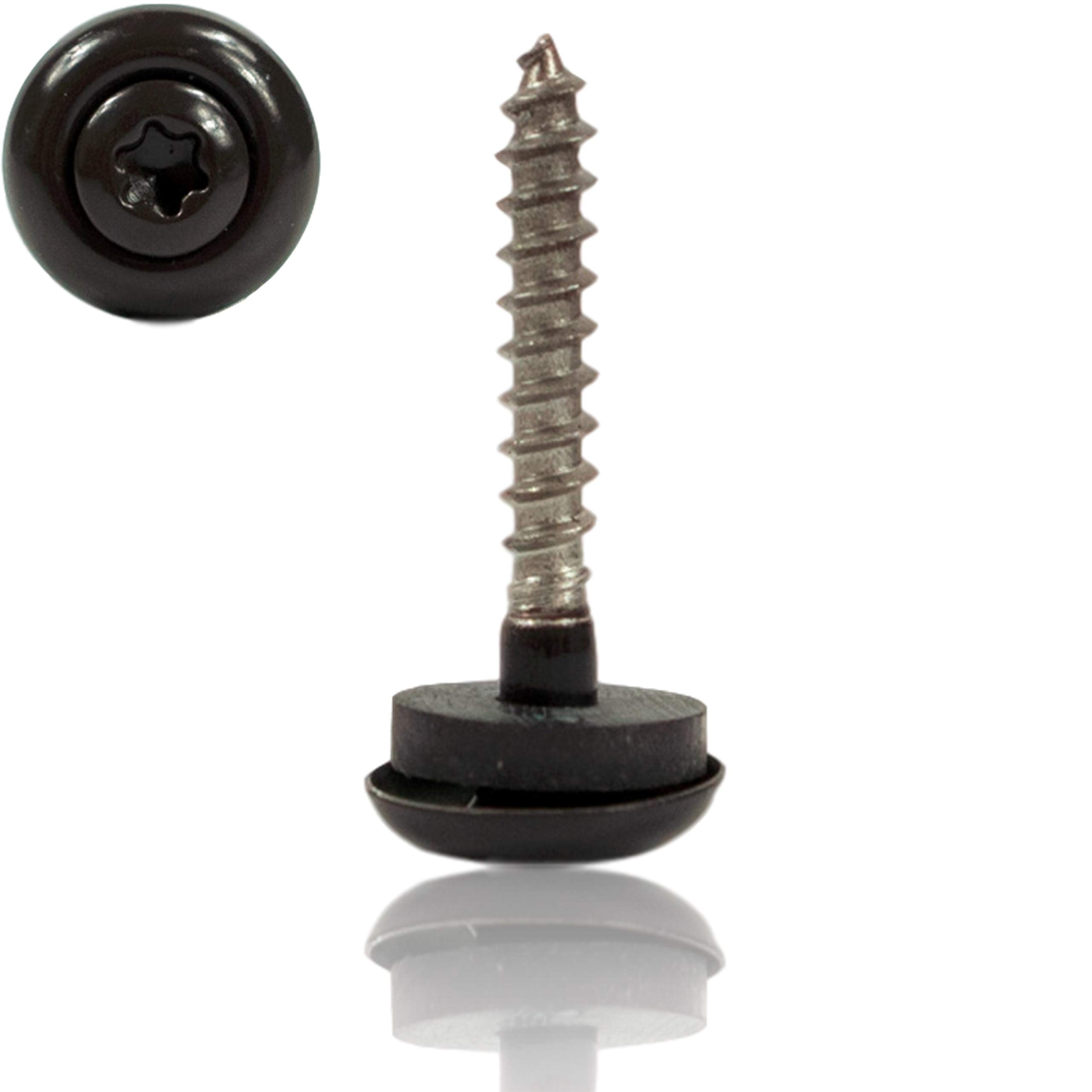 Spenlgerschrauben RAL 8019 Testa di Moro/dunkelbraun 4,5x35 mm á 200 Stück/Packung 2-tlg. mit EPDM Dichtscheibe & TX20 Antrieb, Torx Spengler Schrauben selbstdichtend mit Linsenkopf