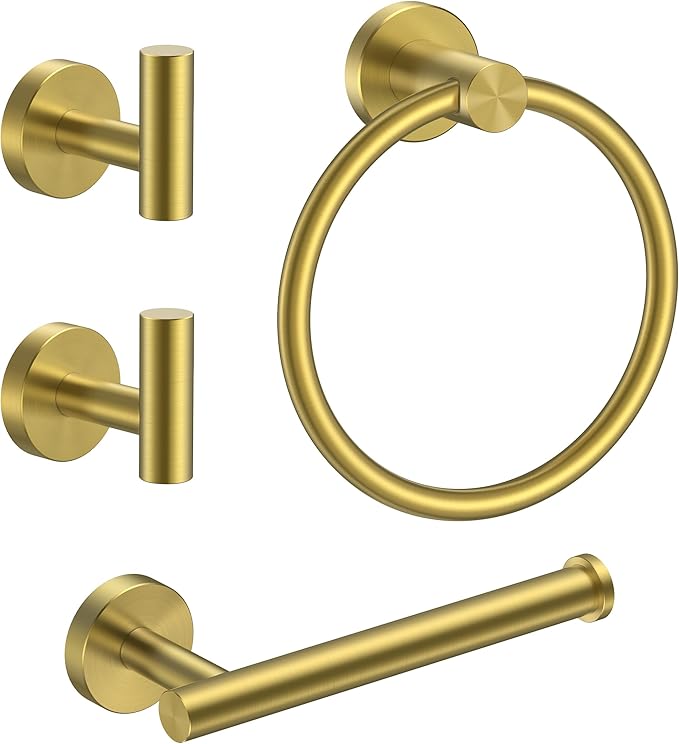 Amazon.com: FORIOUS 4 Piece Brushed Gold Bathroom Accessories, SUS304 ...