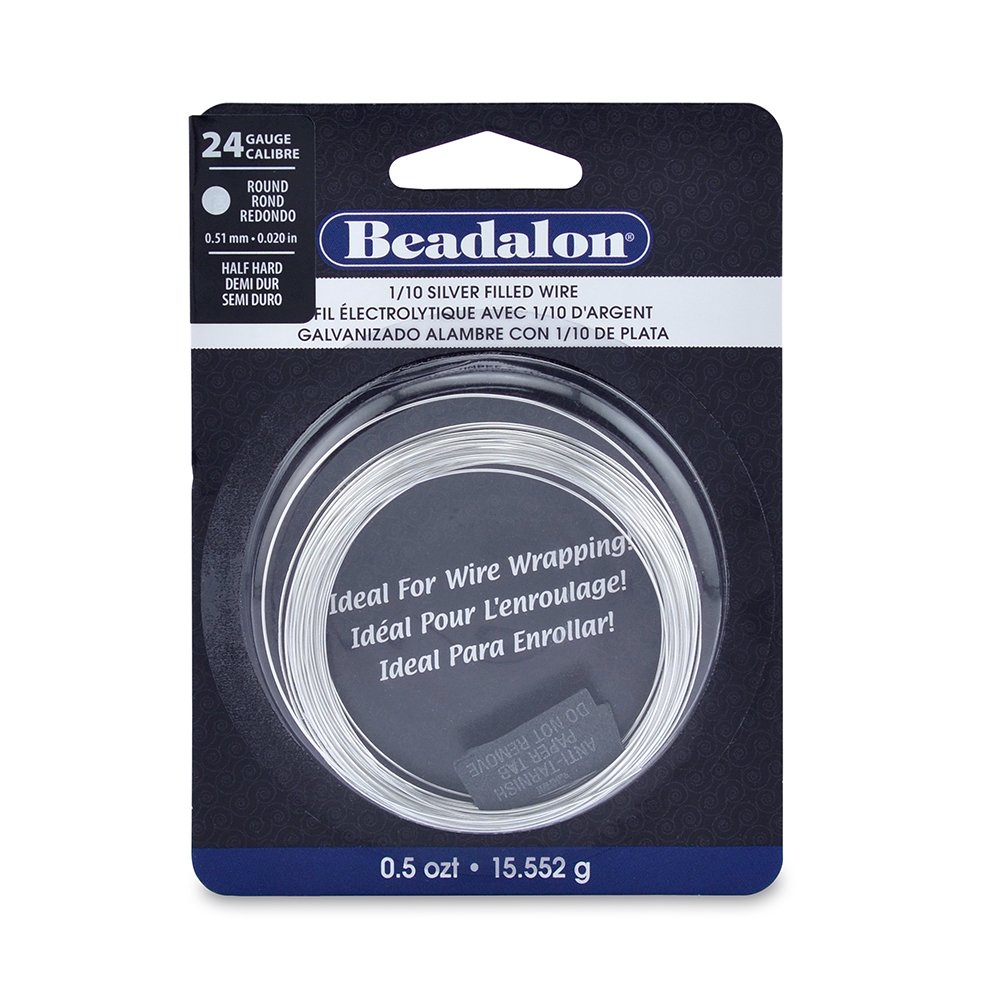 Fil de bijouterie Beadalon CDA220 calibre 24 argent demi-dur rond pour création artisanale